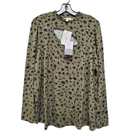 Other Animal Print Long-Sleeve Olive Green Blouse With Cut-Out Det Size XL / US 12-14 / IT 48-50 - 1 Thumbnail