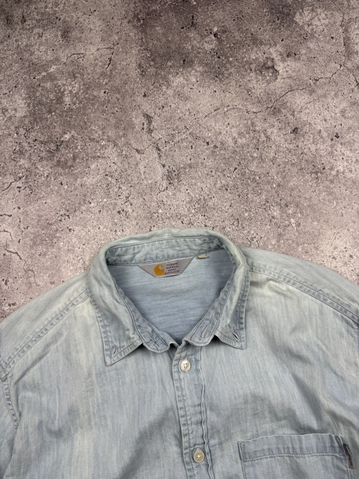 Carhartt Vintage Carhartt Y2K Distressed Faded Denim Shirt Japanesse Size US L / EU 52-54 / 3 - 3 Thumbnail