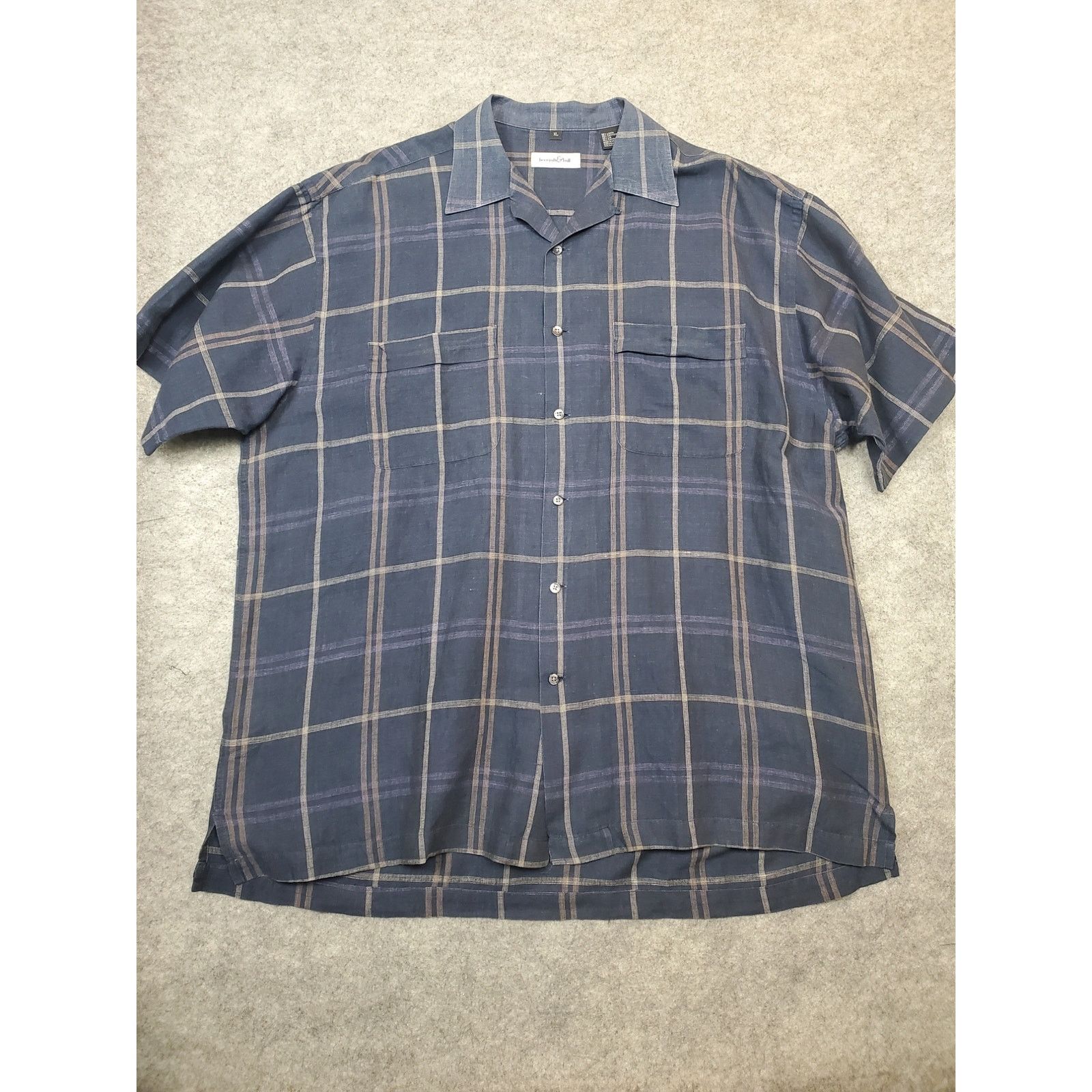 Other Men's XL Blue Linen/Cotton Short Sleeve Shirt Size US XL / EU 56 / 4 - 1 Thumbnail