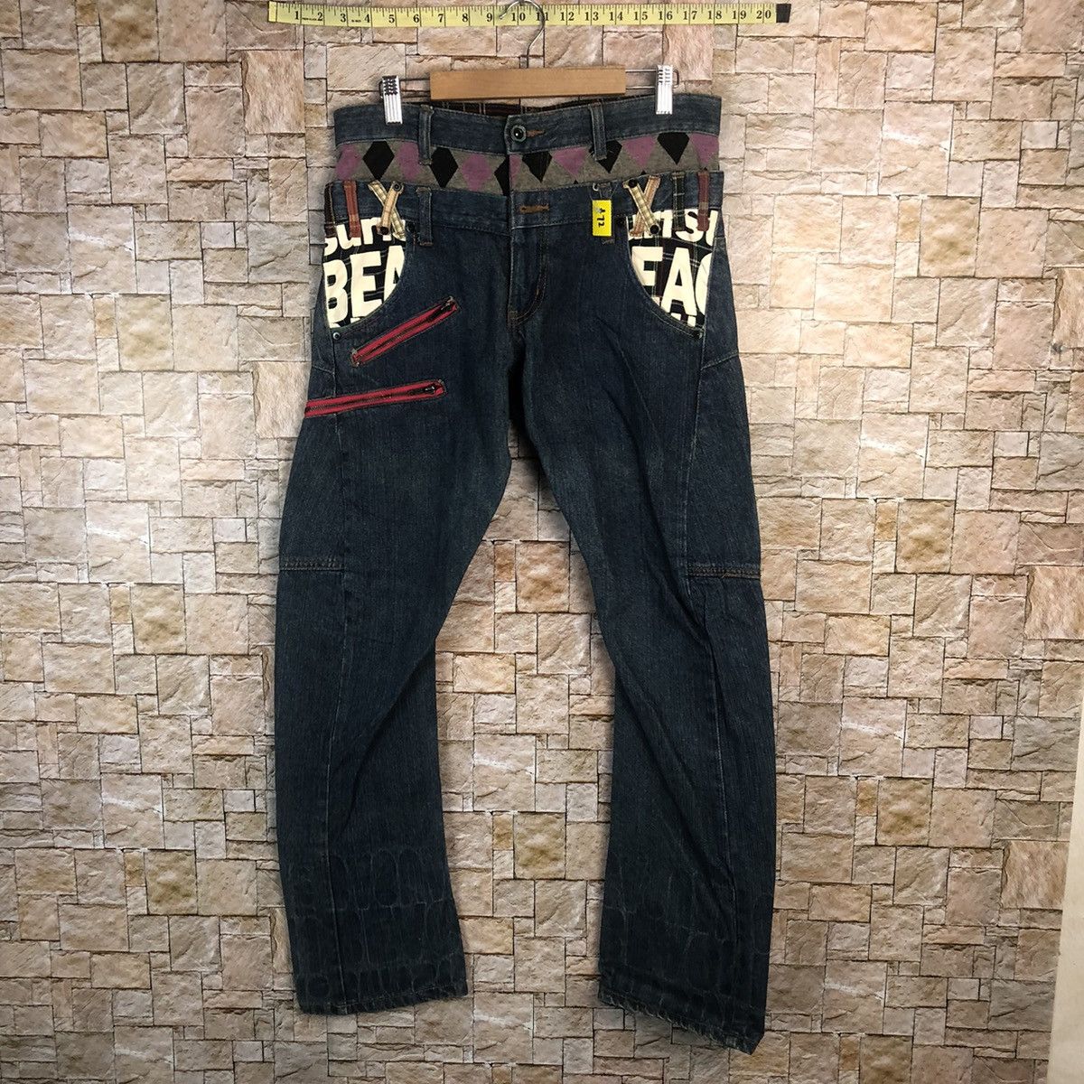 Surf Style Double Waist Blue Denim Pants #A72