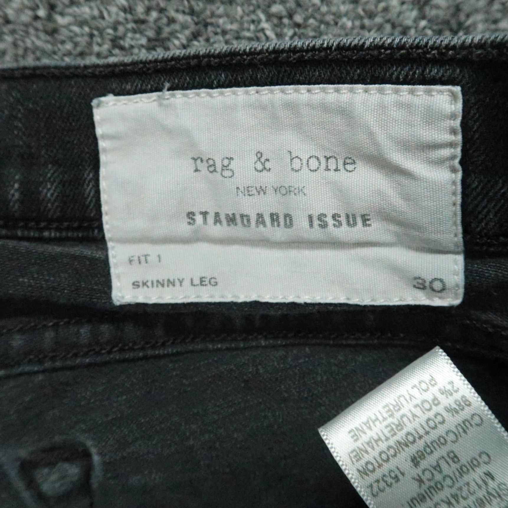 Rag & Bone rag & bone Jeans Men 28x28 Black Slim 5-Pocket Denim Button Fly Size US 28 / EU 44 - 4 Thumbnail