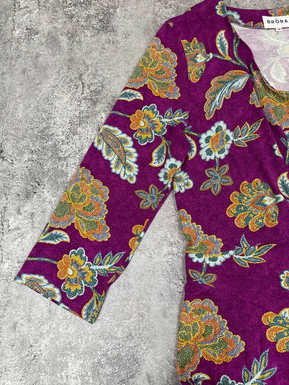 Other Brora Women Floral Dress Purple Multicolor A-Line Size L Size L / US 10 / IT 46 - 3 Thumbnail