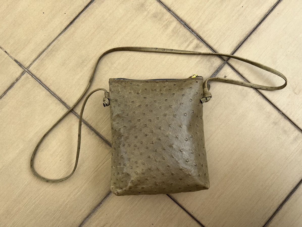 Leather Vintage Jacovitti Italy Patina Ostrich Leather Bag Unisex Size ONE SIZE - 8 Thumbnail