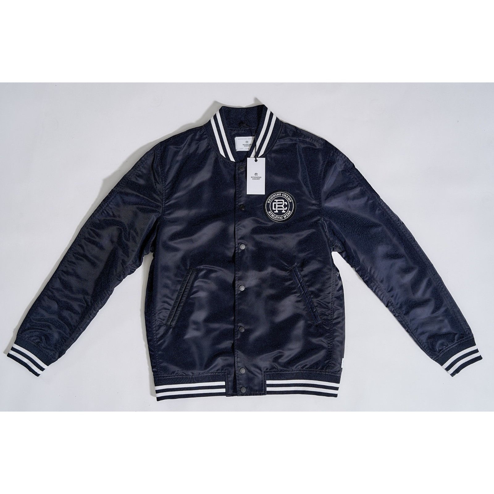Reigning Champ Reigning Champ Jacket Mens Black Satin Stadium Bomber Size US L / EU 52-54 / 3 - 1 Thumbnail
