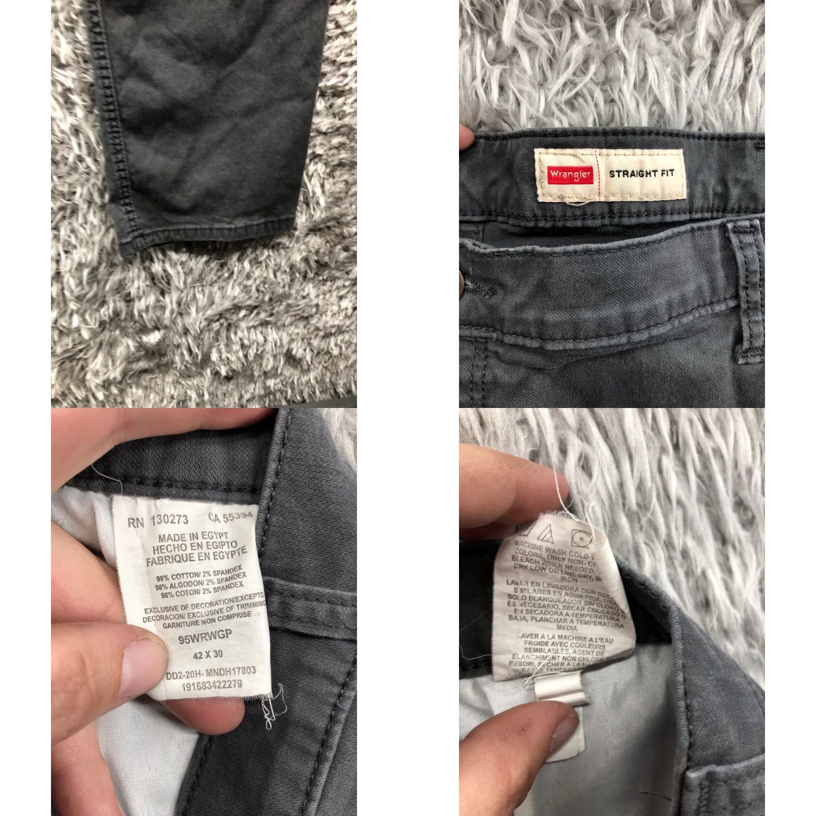 Wrangler Wrangler Jeans Mens Mid Dark Gray Denim Straight Leg 42x30 Regular 5-Pocket Belt Loops Wrangler 936 Modern Classic American Style Vintage No Size US 42 / EU 58 - 8 Thumbnail