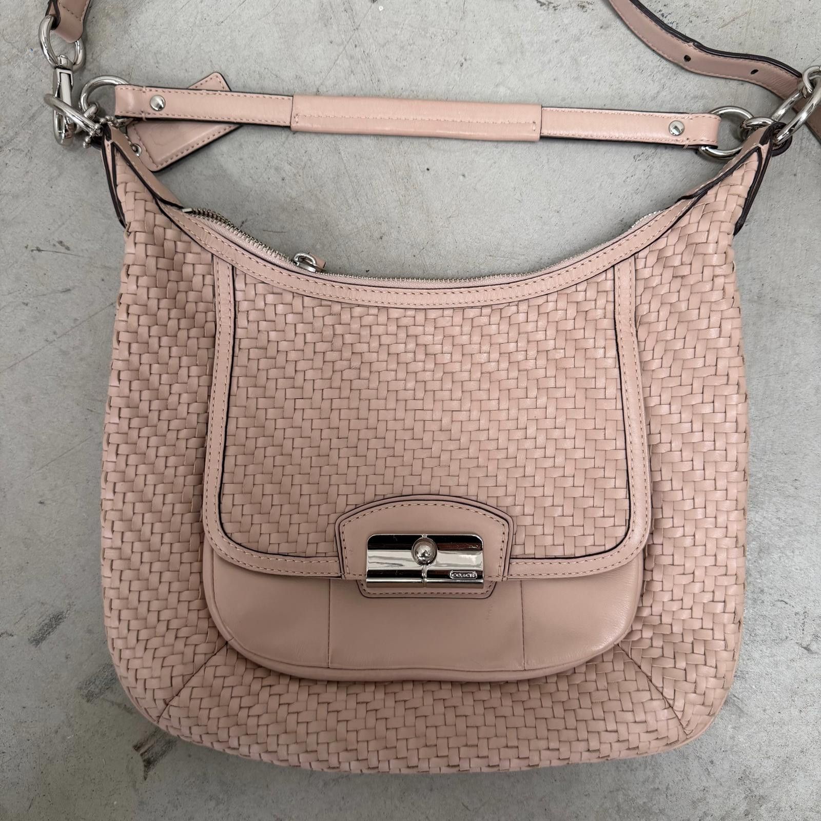 Coach Coach 2Way Hobo Woven Leather Shoulder Bag Pink Size ONE SIZE - 2 Thumbnail