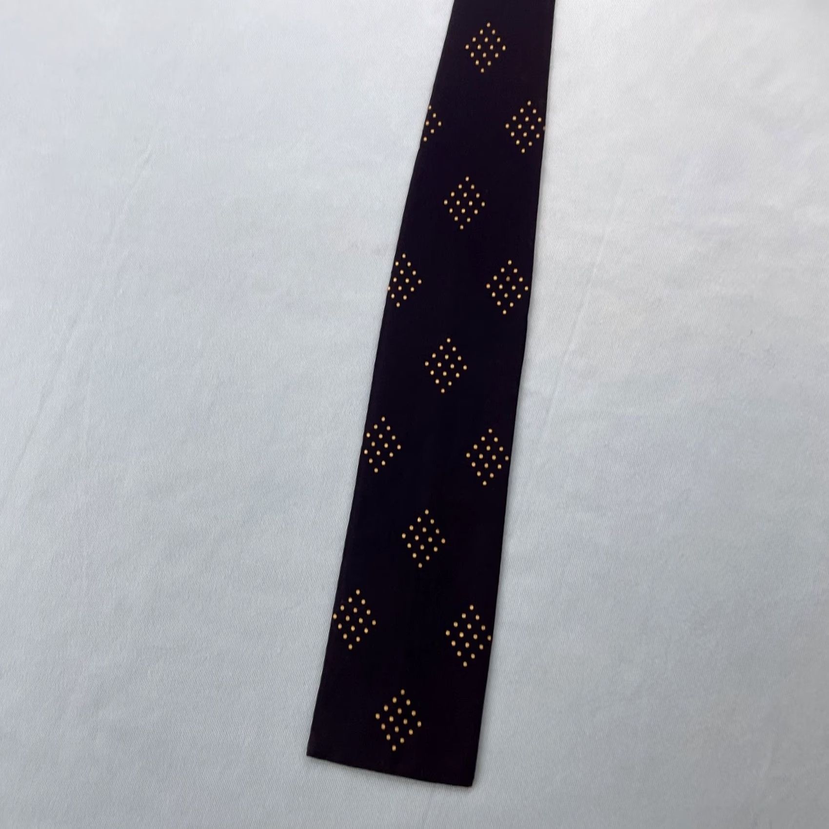 MCM VINTAGE Cavalier of Louisville Tie Neckwear Polka Dot Blue Yellow MCM Deco Rockabilly 3x53 Silk Necktie Men Size ONE SIZE - 4 Thumbnail