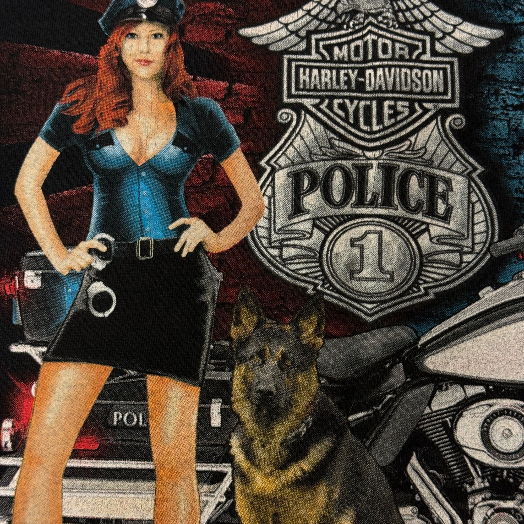 Harley Davidson H-D Asheville NC Mountain TUNNEL Route PINUP POLICE COP K9 Size US L / EU 52-54 / 3 - 9 Thumbnail