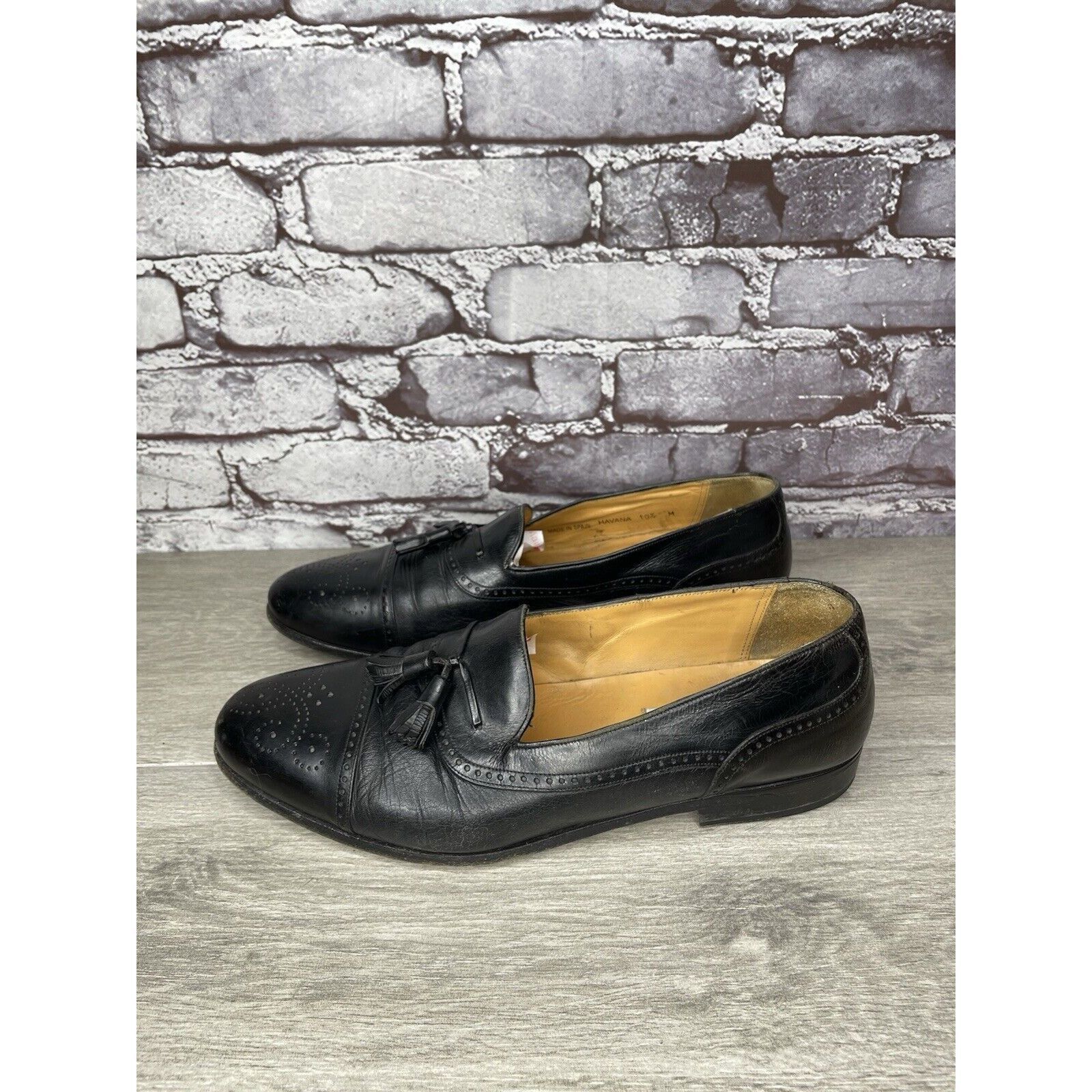 Mezlan MEZLAN HAVANA Black Leather Wingtip Tassel Loafers Shoes Men Size US 10.5 / EU 43-44 - 14 Thumbnail