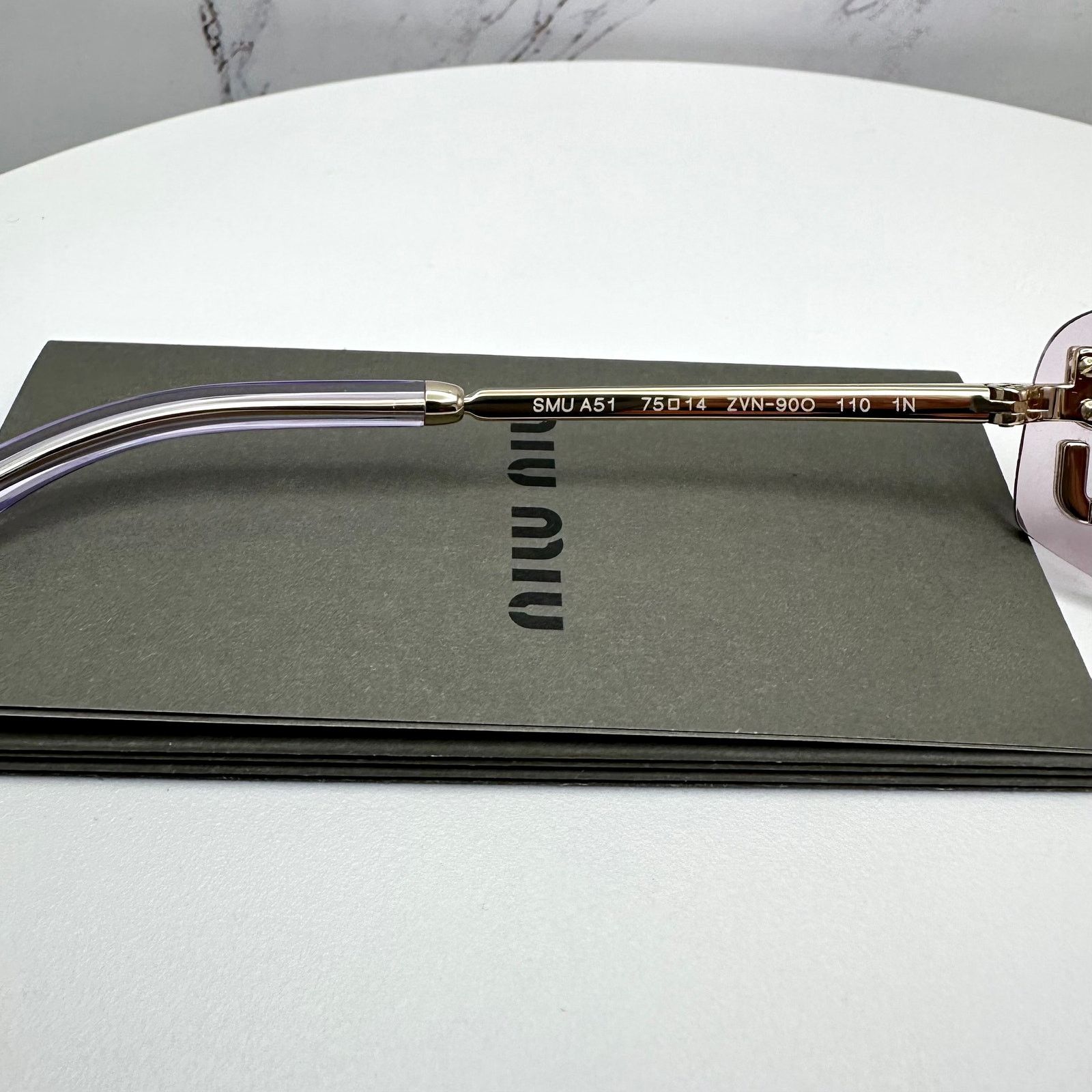 New MIU MIU Sunglasses Gold Pink Wrap AUTHENTIC Runway 2025