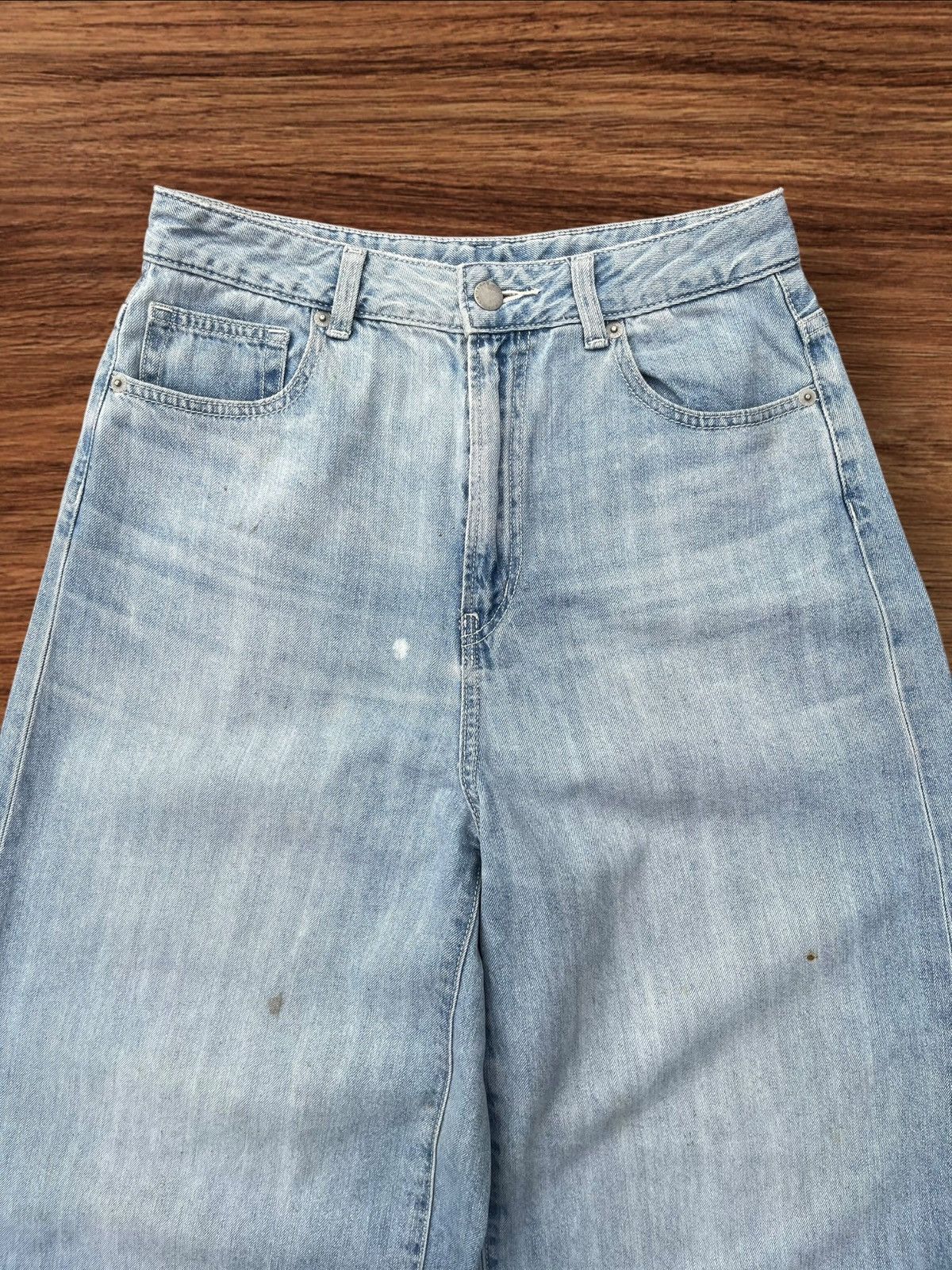GU × Japanese Brand × Uniqlo Vintage Japanese Brand GU Super Wide Leg Blue Washed Jeans Size 26" / US 2 / IT 38 - 4 Thumbnail