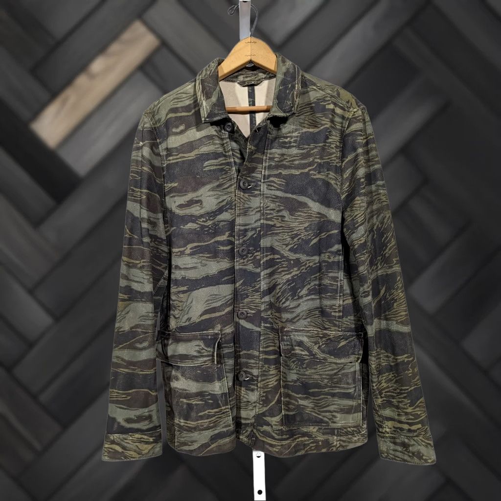 Allsaints AllSaints Cove Jacket Suede Leather Camo Military Field Jacket Rare Medium Men's Black Multicolor Camouflage Leather Jacket Size US M / EU 48-50 / 2 - 1 Thumbnail
