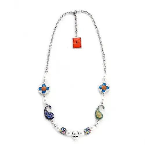 Handmade × Jewelry × Vintage Cross Wild Round Bead Skull Necklace Size ONE SIZE - 1 Thumbnail