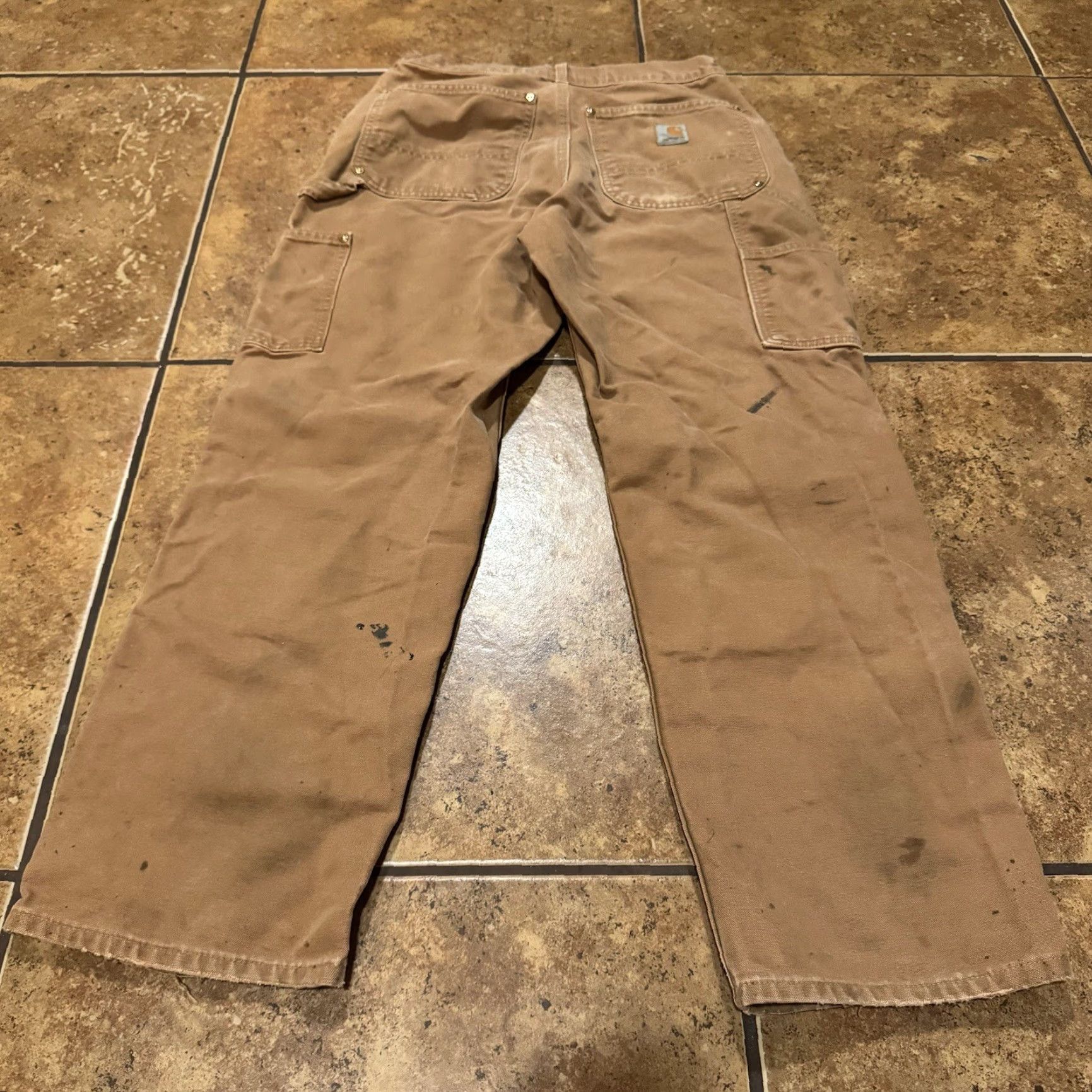 Carhartt VINTAGE Carhartt Carpenter Pants Tan 31 x 29 Double Knee Front Work USA Mens Regular 100% Cotton Size US 31 - 2 Thumbnail