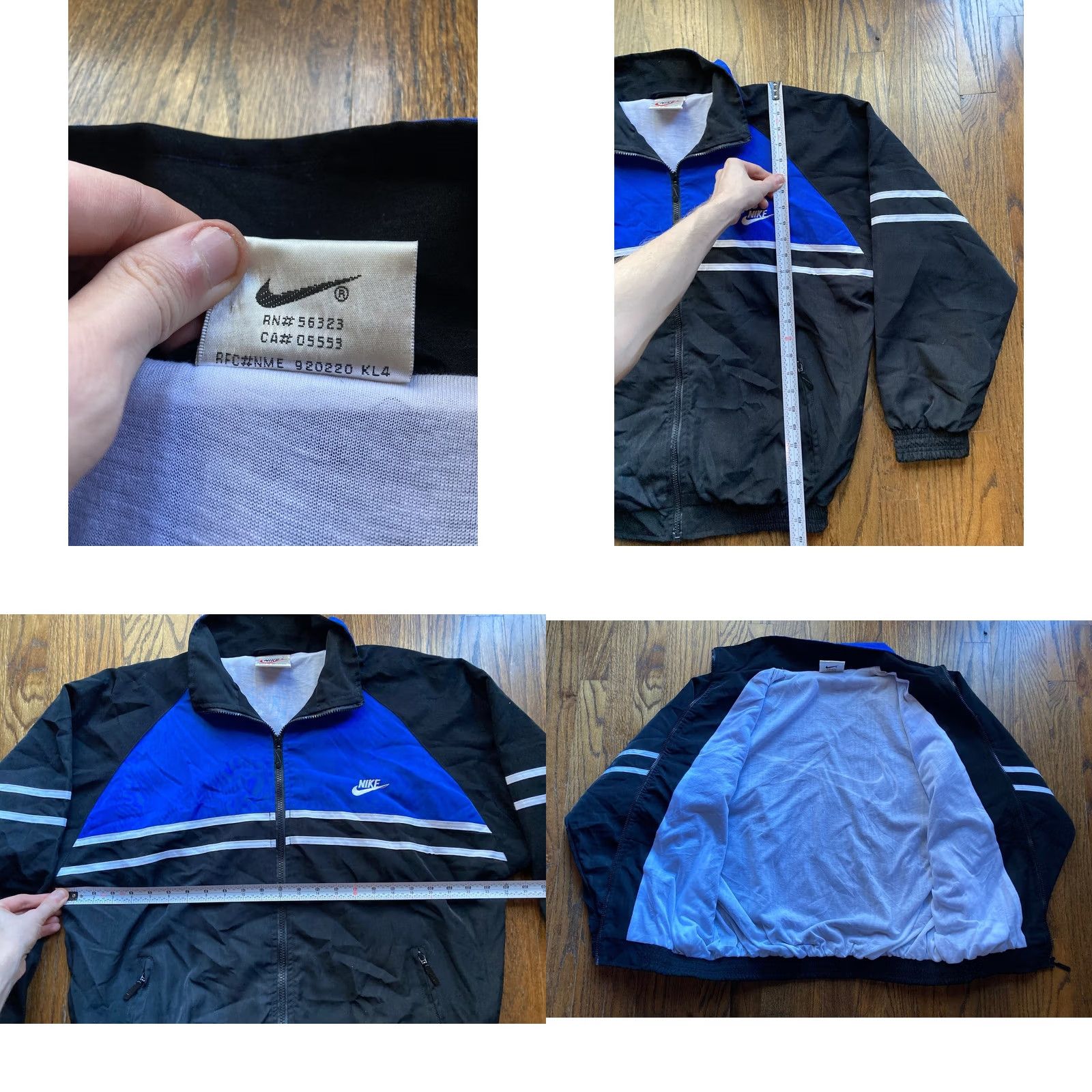 Nike VINTAGE Nike Jacket Mens M 90s Windbreaker Size Swoosh Full Zip Lined Black Blue Size US M / EU 48-50 / 2 - 8 Thumbnail