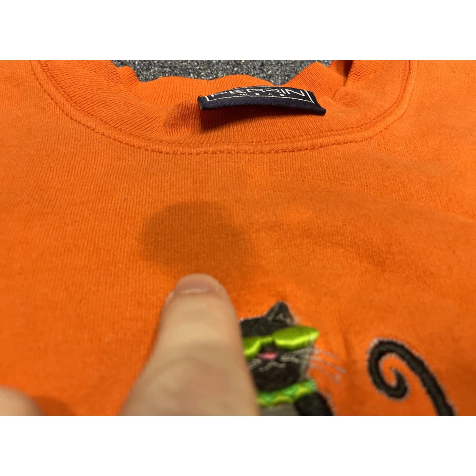 Jerzees VINTAGE Cat Embroidered Crewneck Sweatshirt JERZEES Size L Orange Unisex Adults Long Sleeve Pullover” Size US L / EU 52-54 / 3 - 2 Thumbnail
