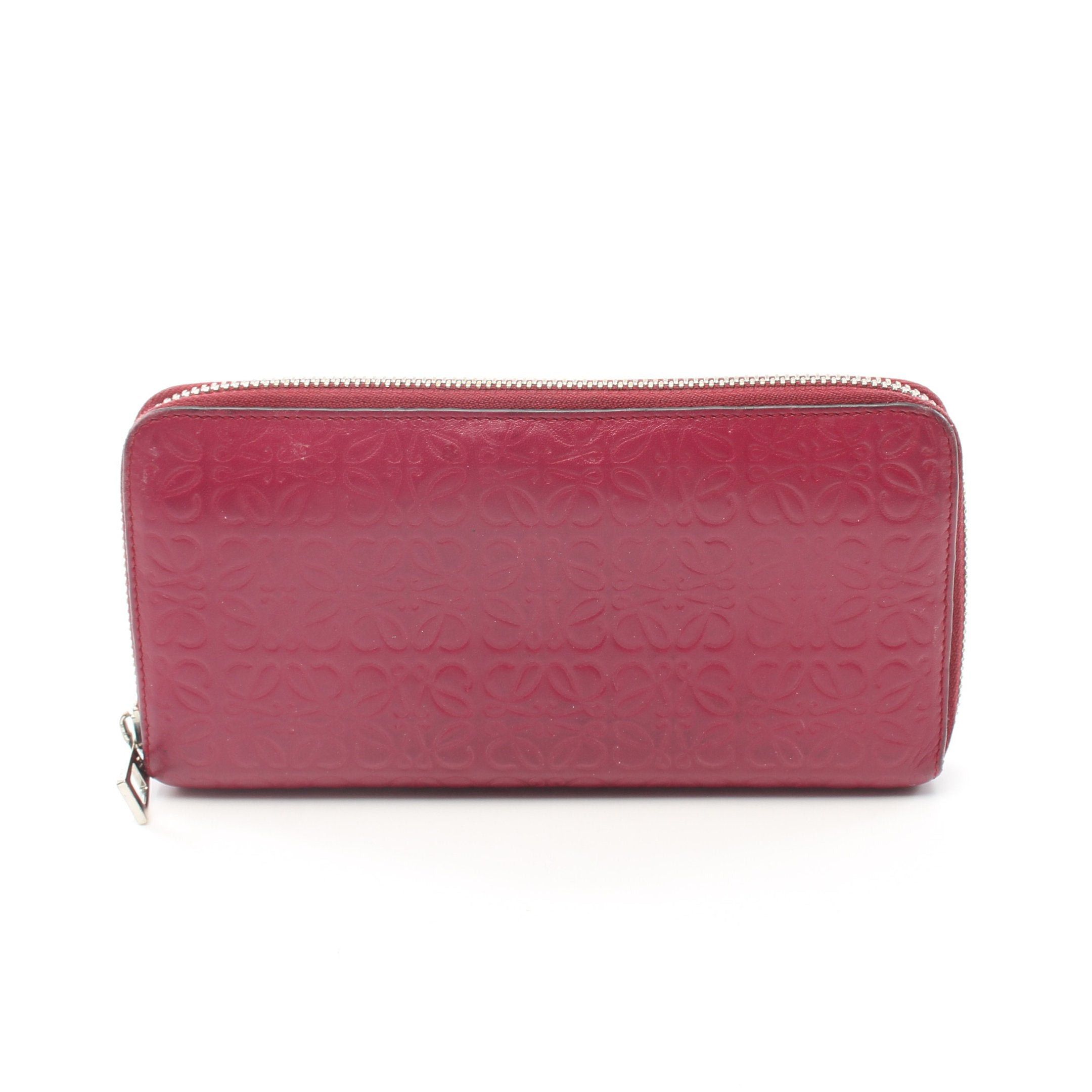 image of Loewe Repeat Repeat Anagram Round Zipper Long Wallet Leather Pink Purple, Women's