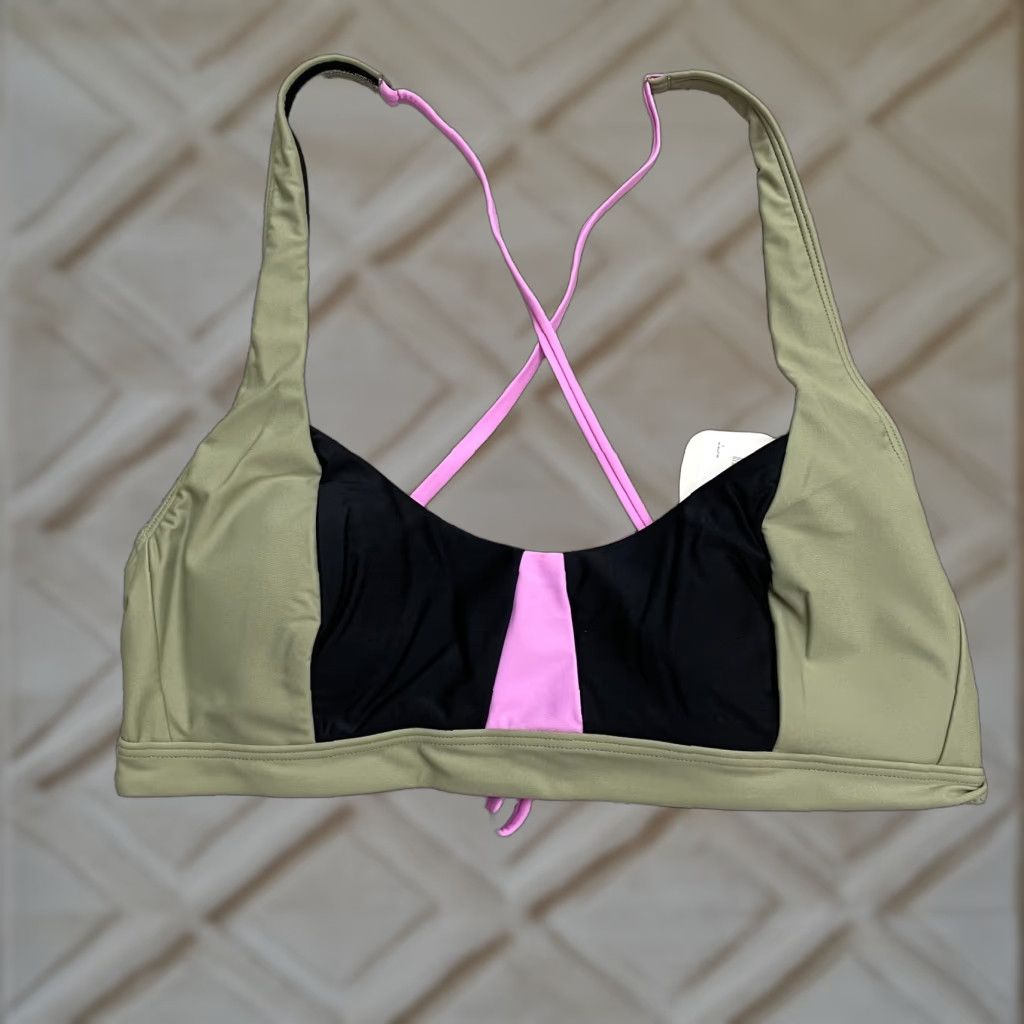 Prana Prana Swim Top Womens Sz L Colorblock Multi Black Lace Back Athletic NWT Size L / US 10 / IT 46 - 1 Thumbnail