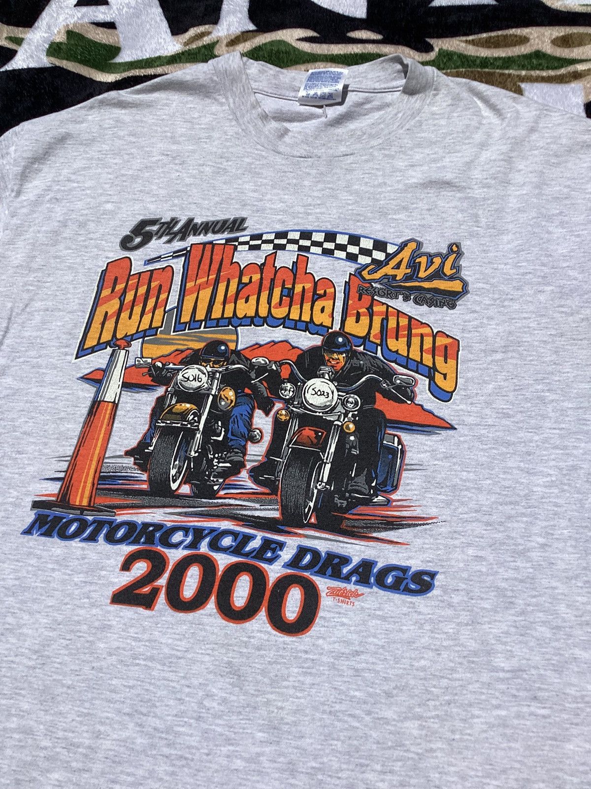 Vintage 2000 run what you bring motorcycle drags Laughlin Nevada Tee Size US XL / EU 56 / 4 - 2 Thumbnail