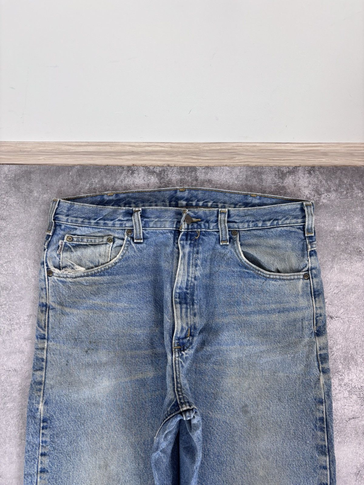 Carhartt Vintage Carhartt Men’s Faded Blue Denim Jeans USA Workwear Size US 36 / EU 52 - 17 Thumbnail