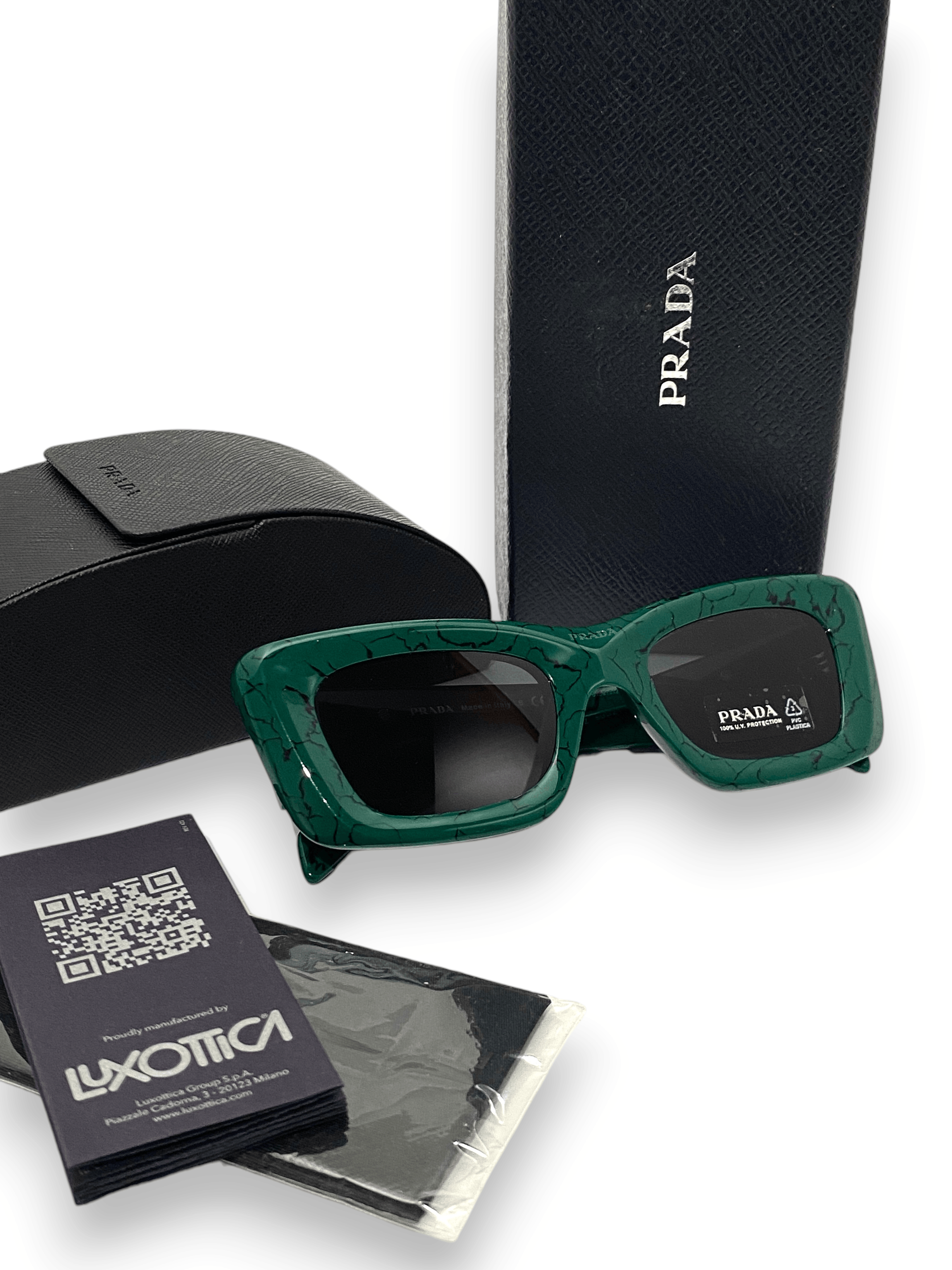 Prada Prada Triangle Logo Oversized Retro Symbol Green Sunglasses Size ONE SIZE - 11 Thumbnail