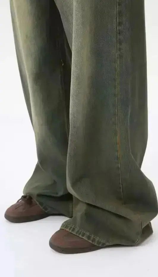 Japanese Brand Retro nostalgic style washed straight mop distressed jeans Size US 32 / EU 48 - 6 Thumbnail