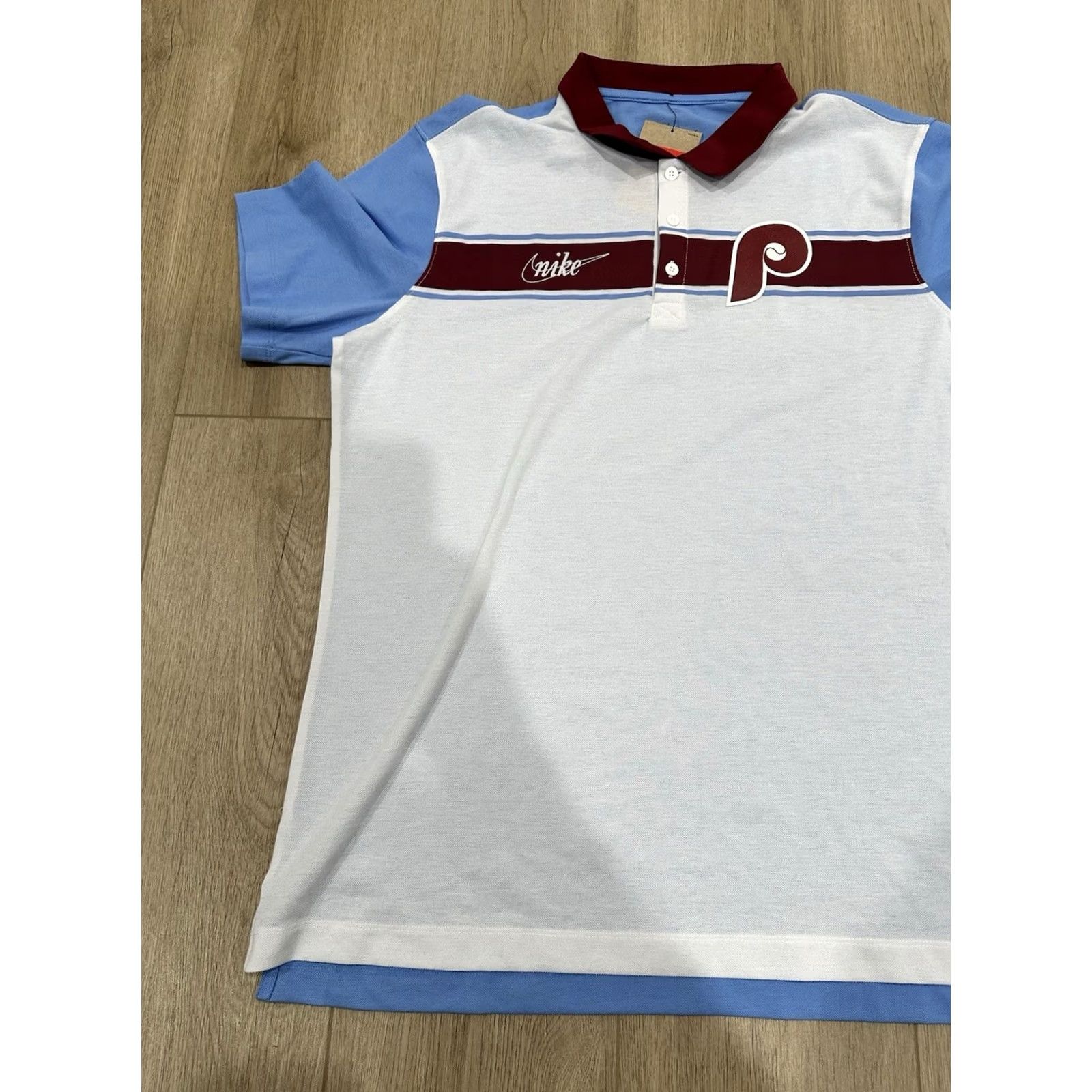 Nike NWT Nike Dri-Fit Polo Philadelphia Phillies Throwback Logo Men's L Blue Shirt Polo Baseball Nike Size US L / EU 52-54 / 3 - 3 Thumbnail
