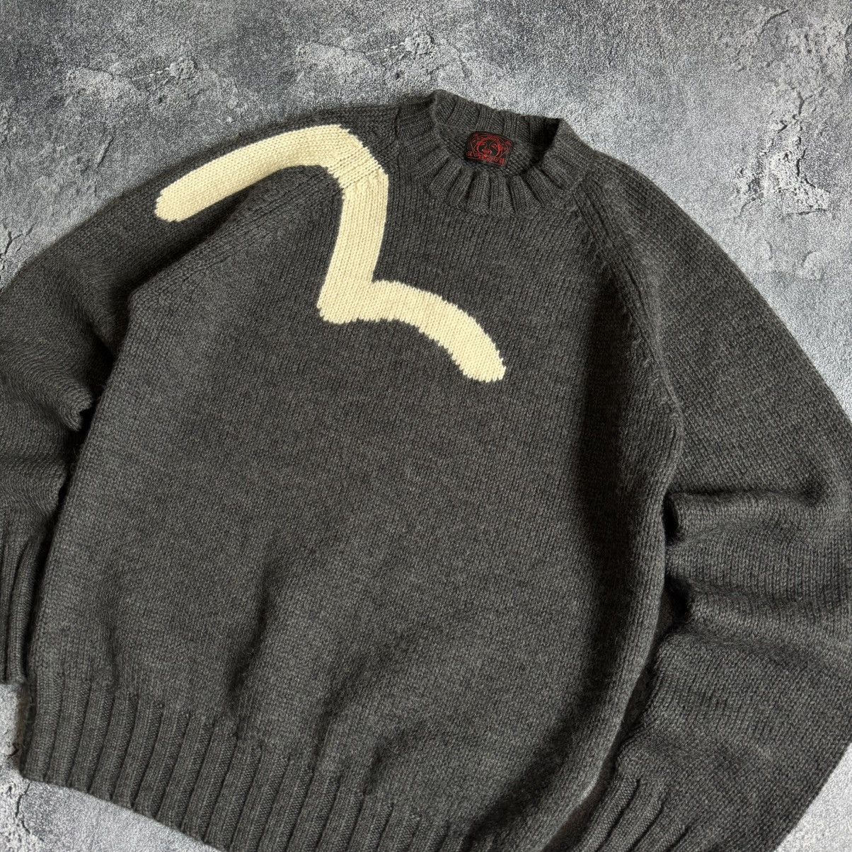 Evisu Evisu Luxury Knitted Sweater Big Logo Men's Colour Grey Size US XXL / EU 58 / 5 - 2 Thumbnail