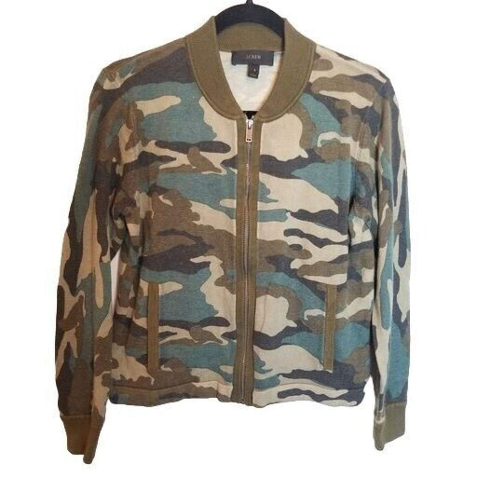 J.Crew J. Crew Womens Wool Camo Bomber Jacket Full Zip Size S Camo Size S / US 4 / IT 40 - 2 Thumbnail
