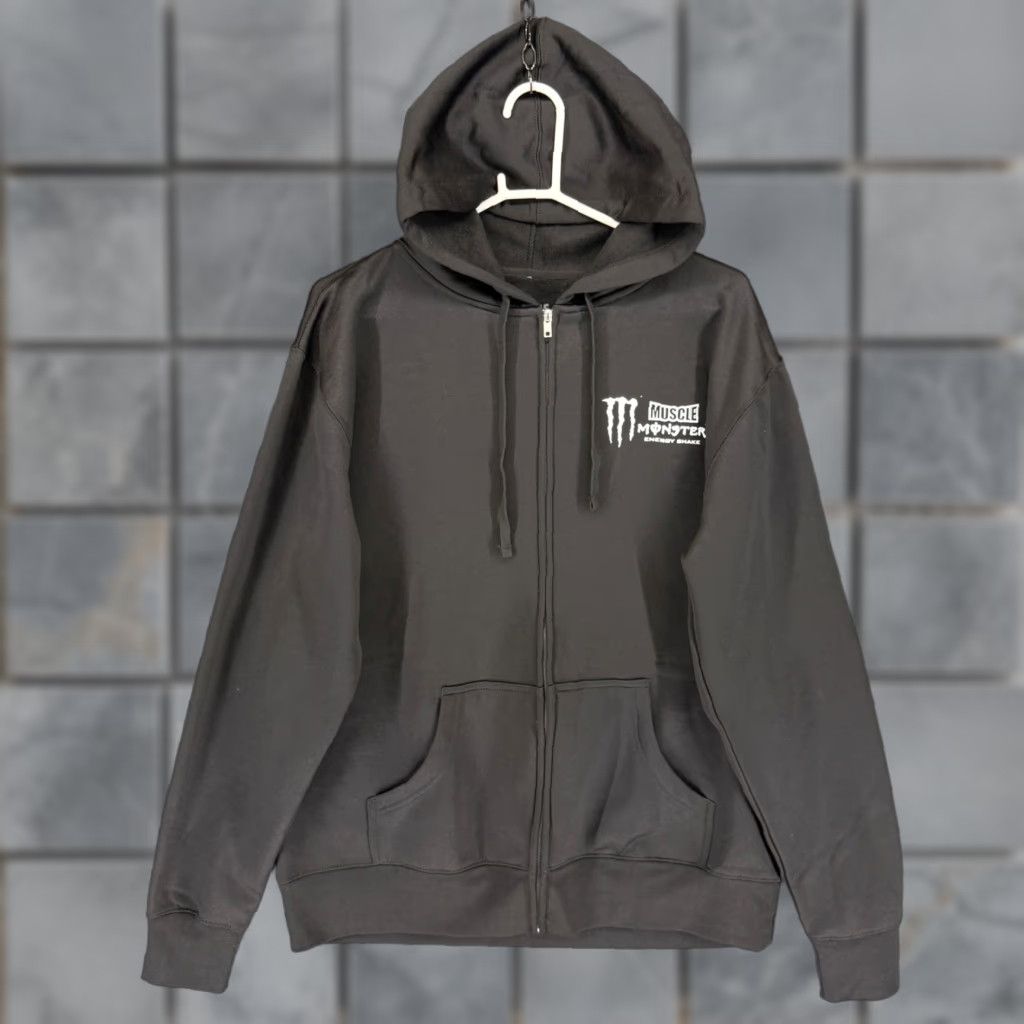 Vintage Monster Energy Muscle Monster Hoodie Mens XL Black Full Zip Sweatshirt Fleece Size US XL / EU 56 / 4 - 1 Thumbnail