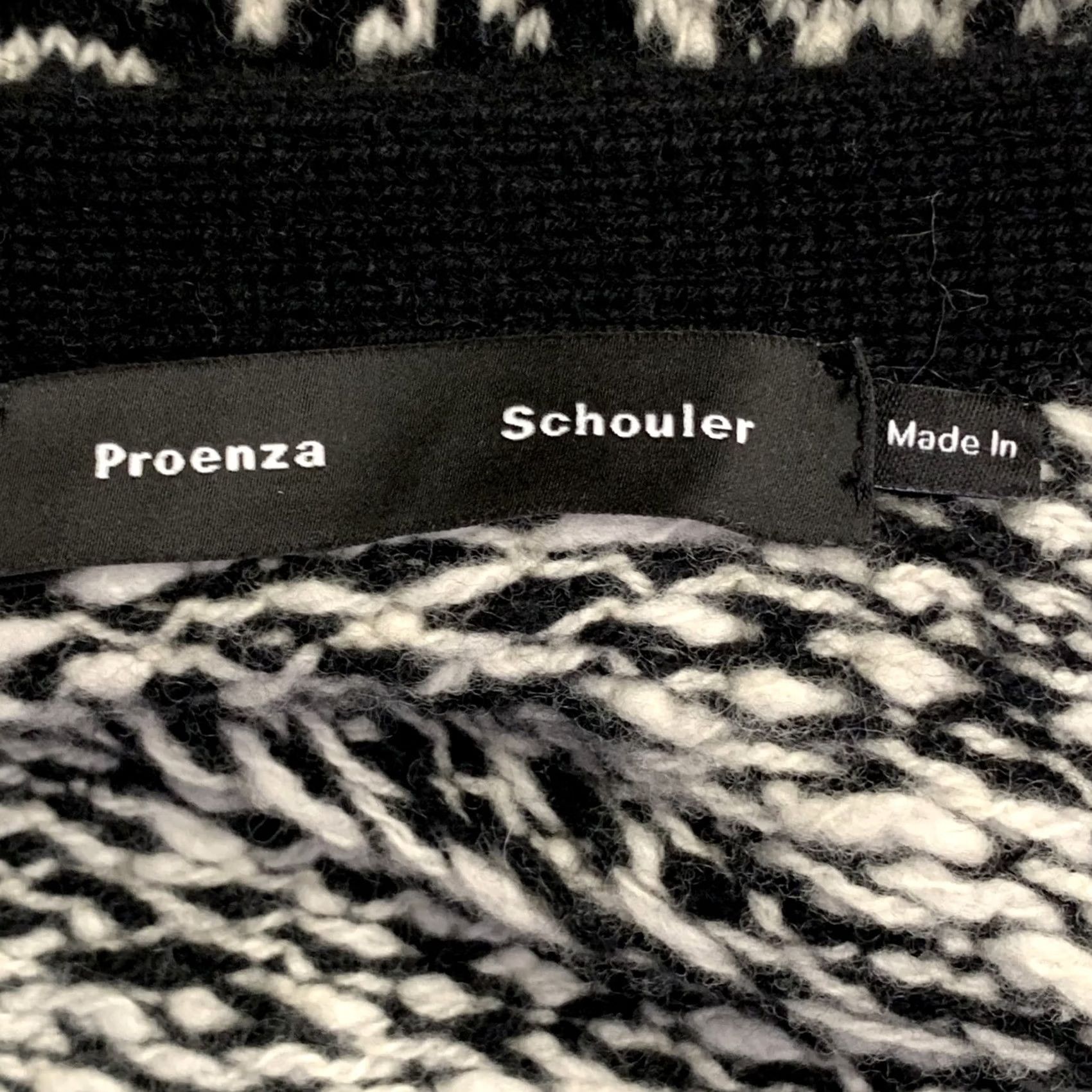 Proenza Schouler PROENZA SCHOULER Coat Size L Black White Wool Geometric Knit V-Neck Tie Size L / US 10 / IT 46 - 4 Thumbnail