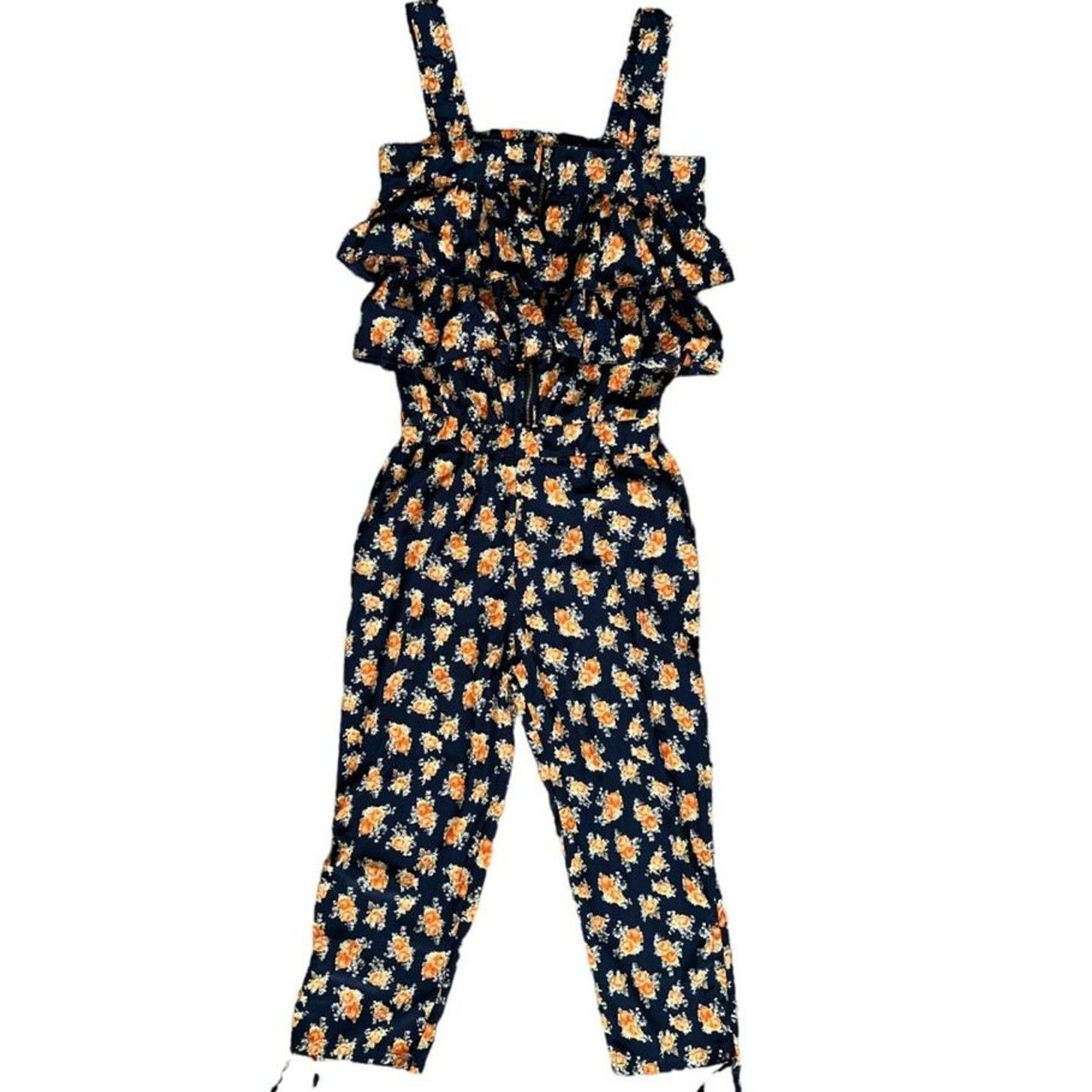 & Other Stories Trendcool Navy Orange Floral Jumpsuit, M Size 28" / US 6 / IT 42 - 1 Thumbnail