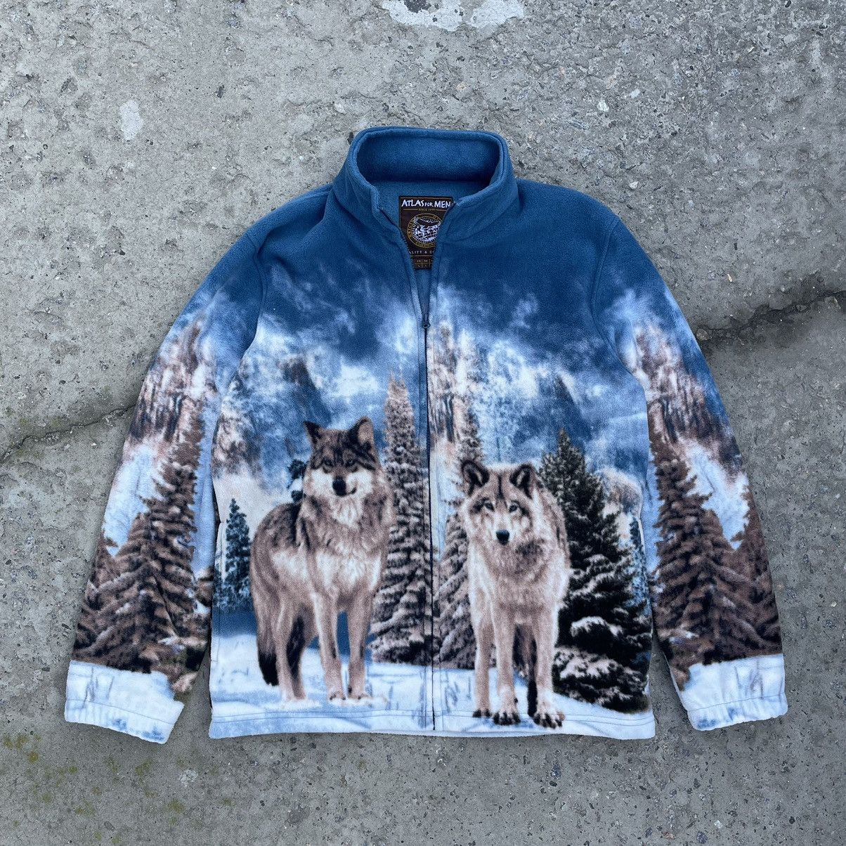 Vintage Vintage Zip Hoodie Fleece Overprint With Wolf Y2K 90s USA Size US M / EU 48-50 / 2 - 1 Thumbnail