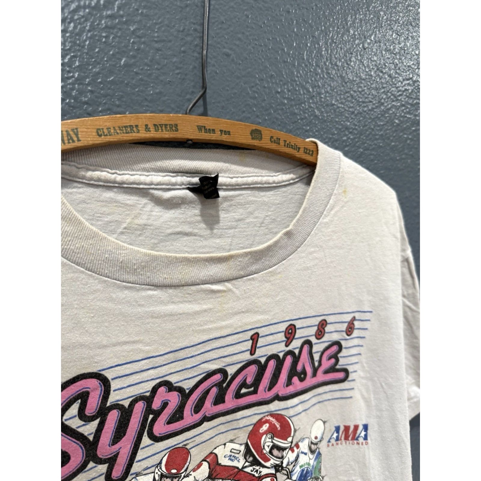 Camel VINTAGE Syracuse Mile Flat Track Racing Motorcycle Tee XL Gray Camel Pro Shirt 1980s Men’s Mens Size US XL / EU 56 / 4 - 5 Thumbnail