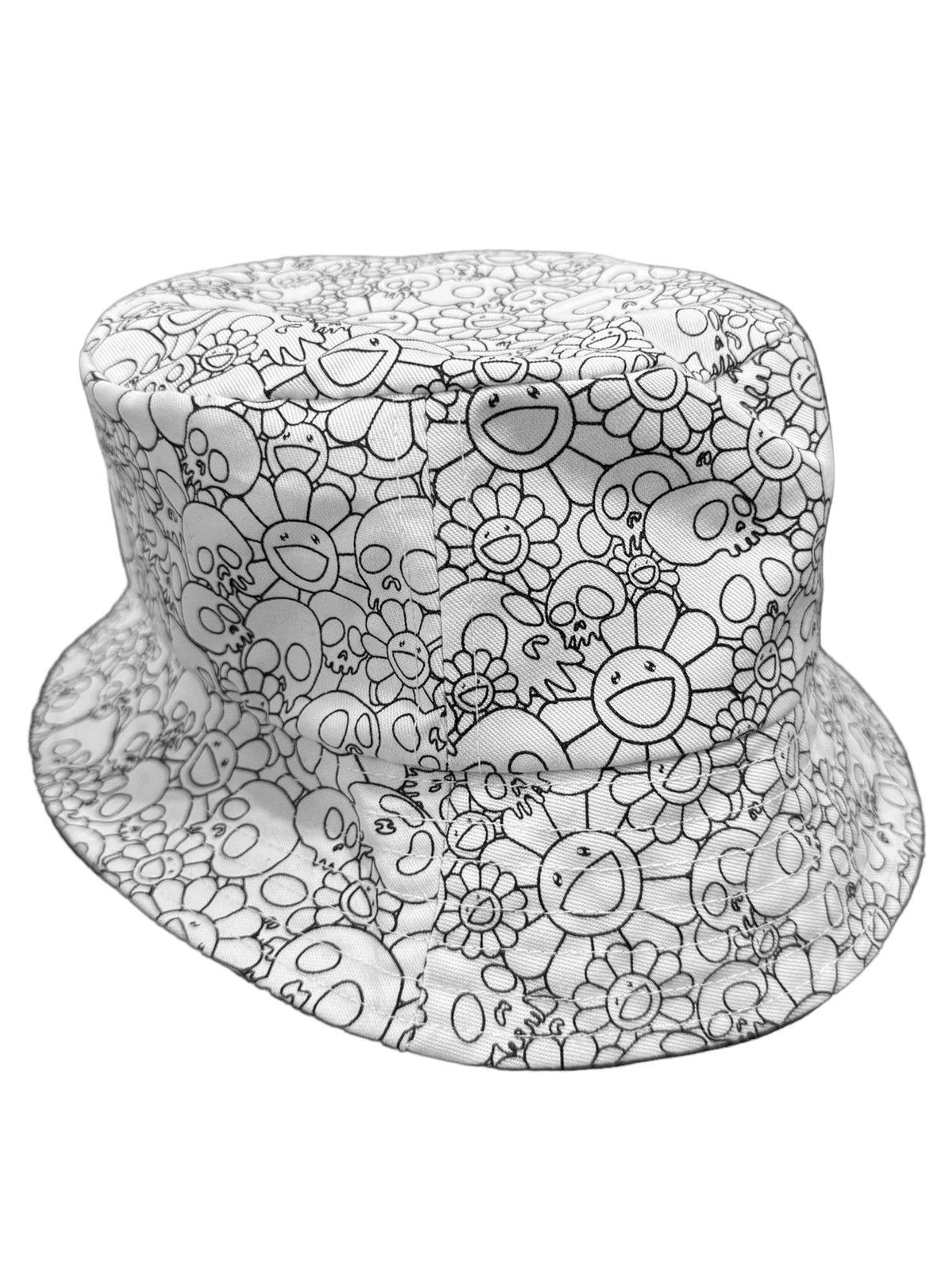 Complex Reversible Print Flower Skull Kaikai Murakami Bucket Hat Size ONE SIZE - 5 Thumbnail