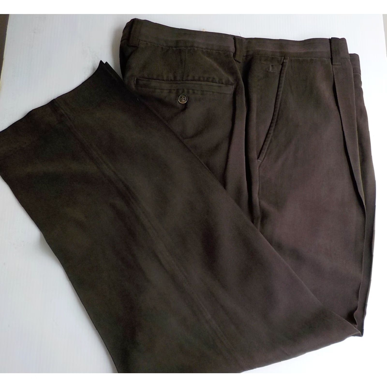 Tommy Bahama VINTAGE Tommy Bahama Dress Pants Brown 100% Silk Pleated Front 36x28 Mens Size US 36 / EU 52 - 2 Thumbnail
