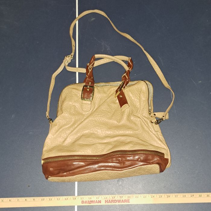 Steve Madden Top Handle Brown/Tan Crossbody Purse with Yellow