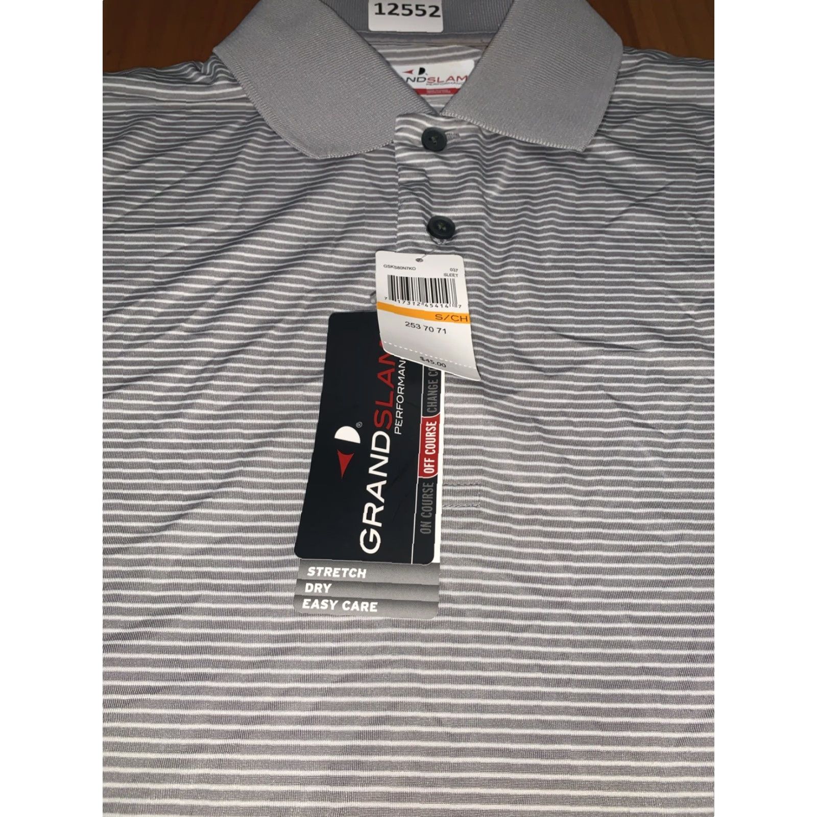 Vintage VINTAGE Grand Slam Performance Polo Gray Striped Mens Golf Polo Shirt Small NWD-12552 Size US S / EU 44-46 / 1 - 2 Thumbnail