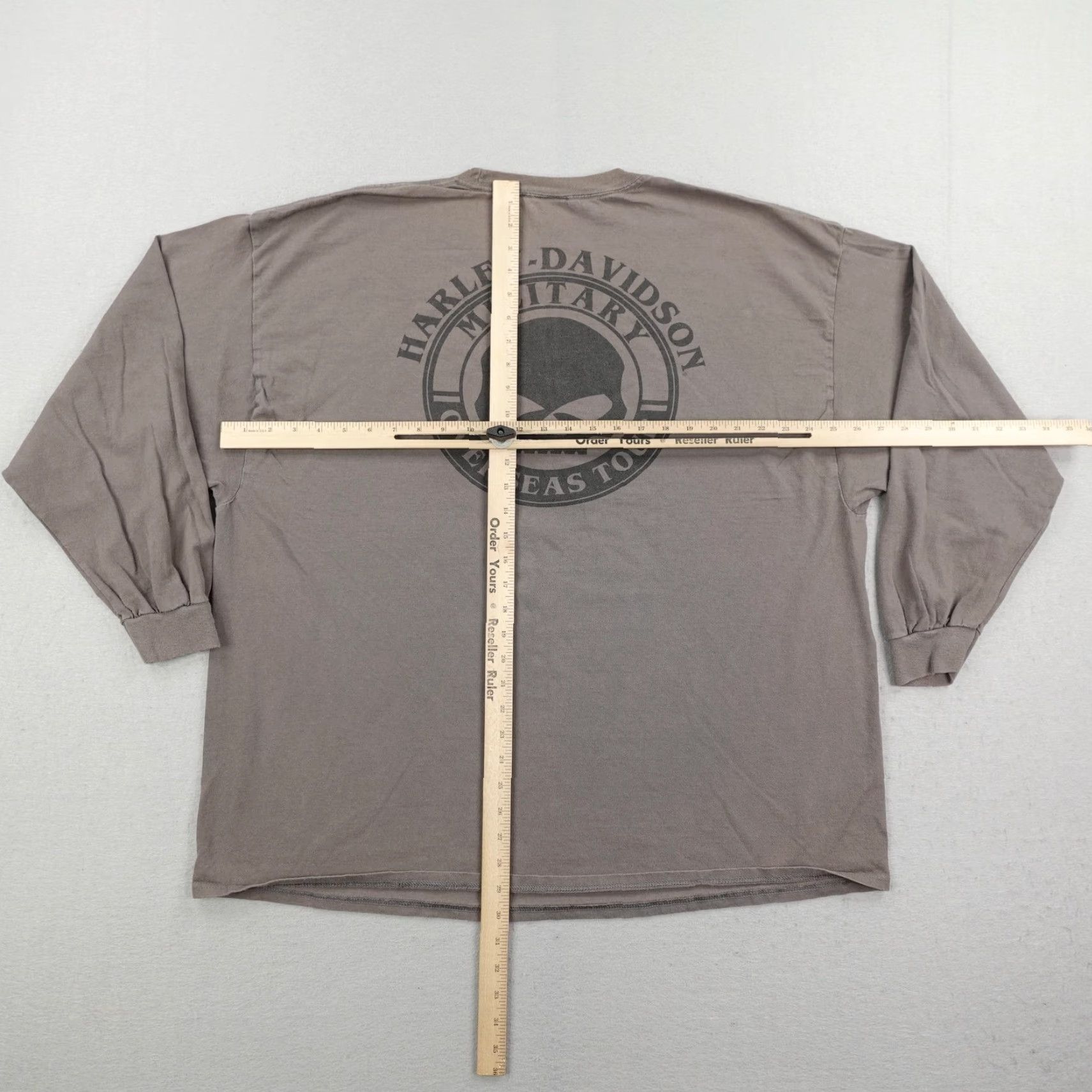 Harley Davidson VINTAGE Harley-Davidson Shirt Mens 3XL Gray Biker Motorcycle Military Skull Long Sleeve Graphic Print Crew Neck Cotton T-Shirt Mens Size US XXL / EU 58 / 5 - 7 Thumbnail