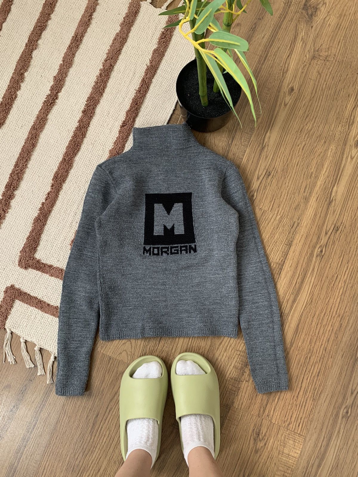 Japanese Brand VINTAGE JAPAN STYLE MORGAN BIG LOGO KNITTED SWEATER Size S / US 4 / IT 40 - 1 Thumbnail