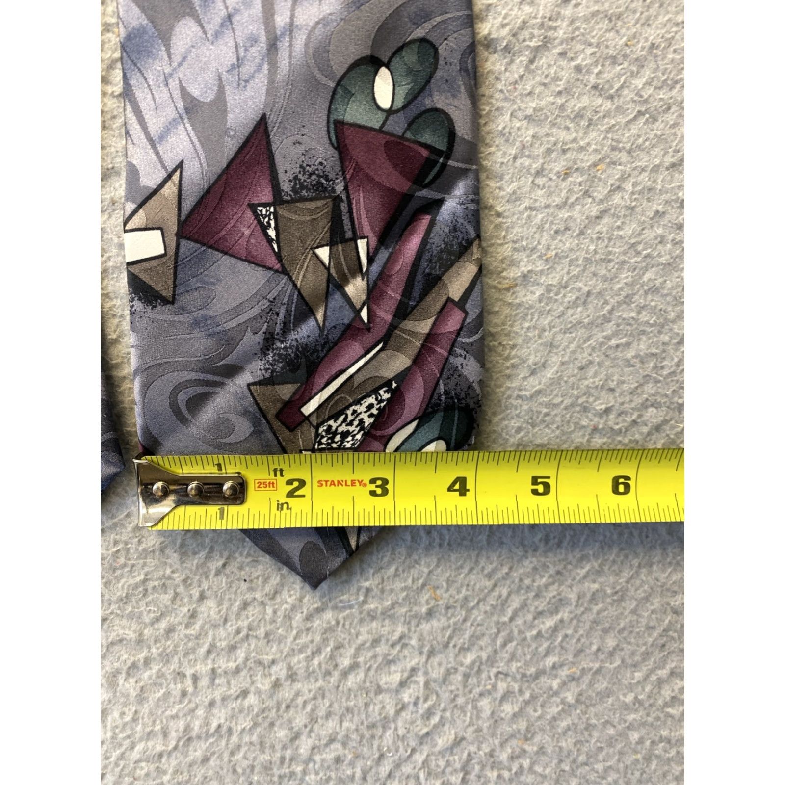 Vintage VINTAGE Chez Roffe Tie Men's Gray Purple Character Neck Tie Size ONE SIZE - 4 Thumbnail