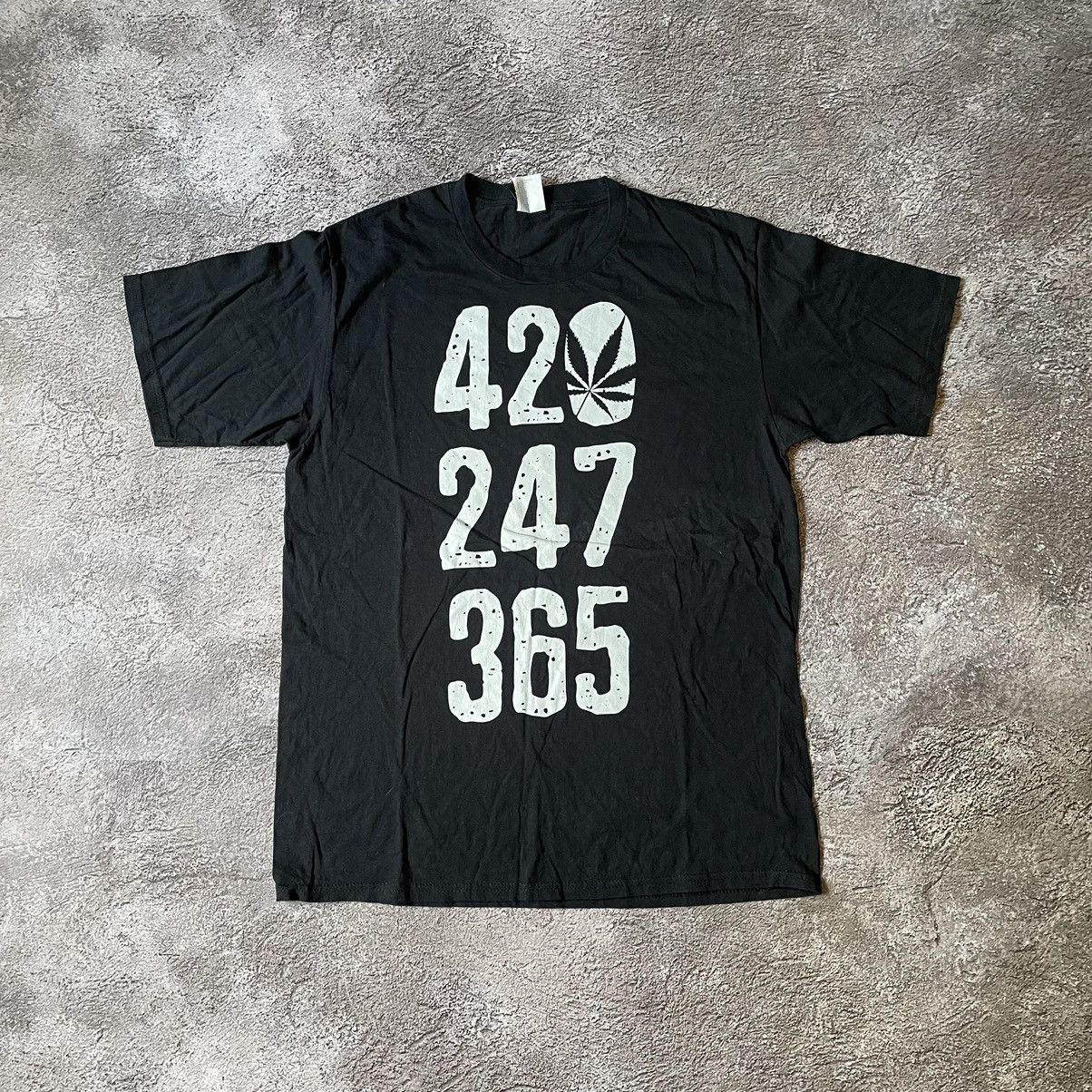 Vintage Vintage Y2K Graphic Tee 420 247 365 Streetwear Skate Slim XL Size US XL / EU 56 / 4 - 3 Thumbnail