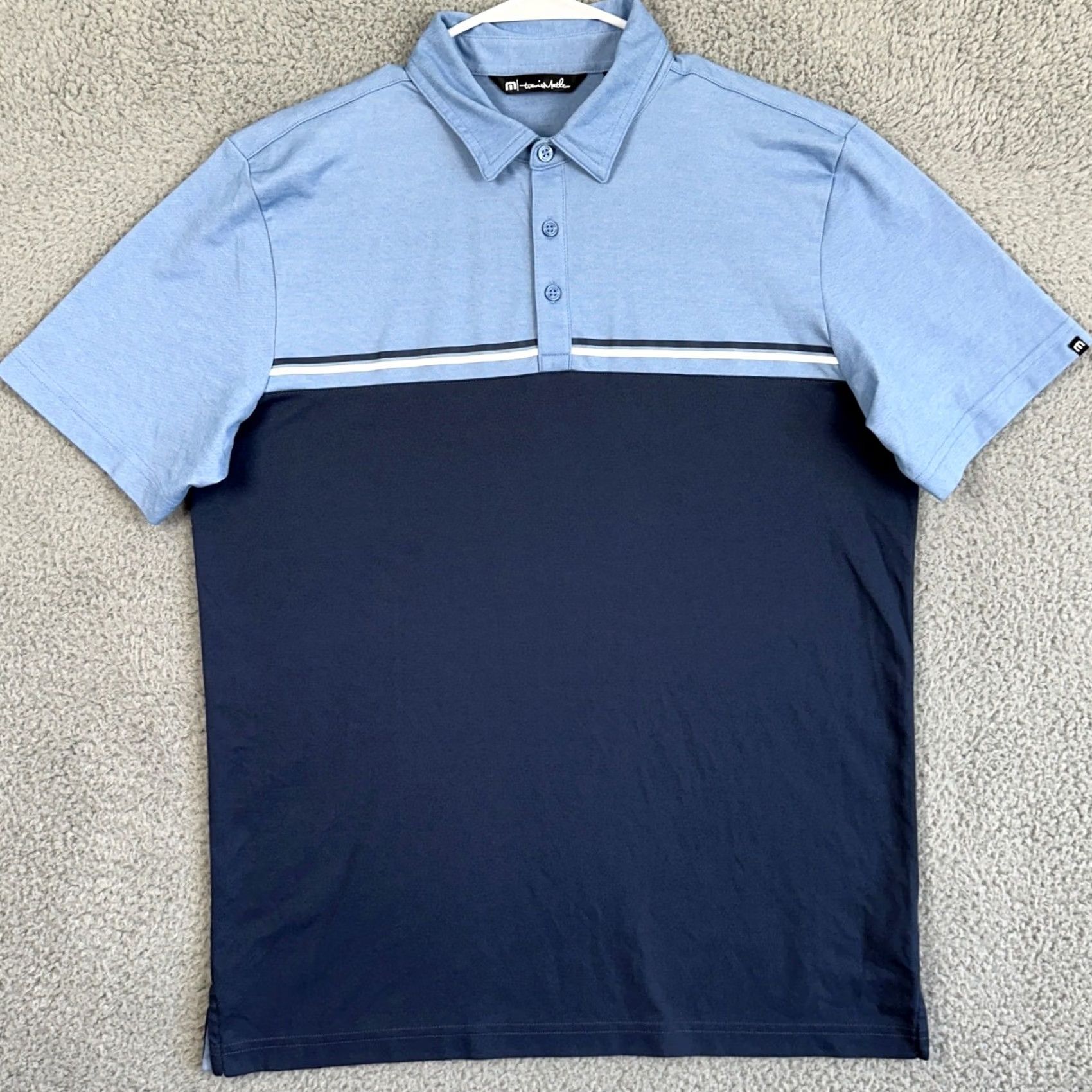 TravisMathew Travis Mathew Golf Polo Shirt Mens Large Navy Blue Colorblock Rugby Short Sleeve Size US L / EU 52-54 / 3 - 3 Thumbnail