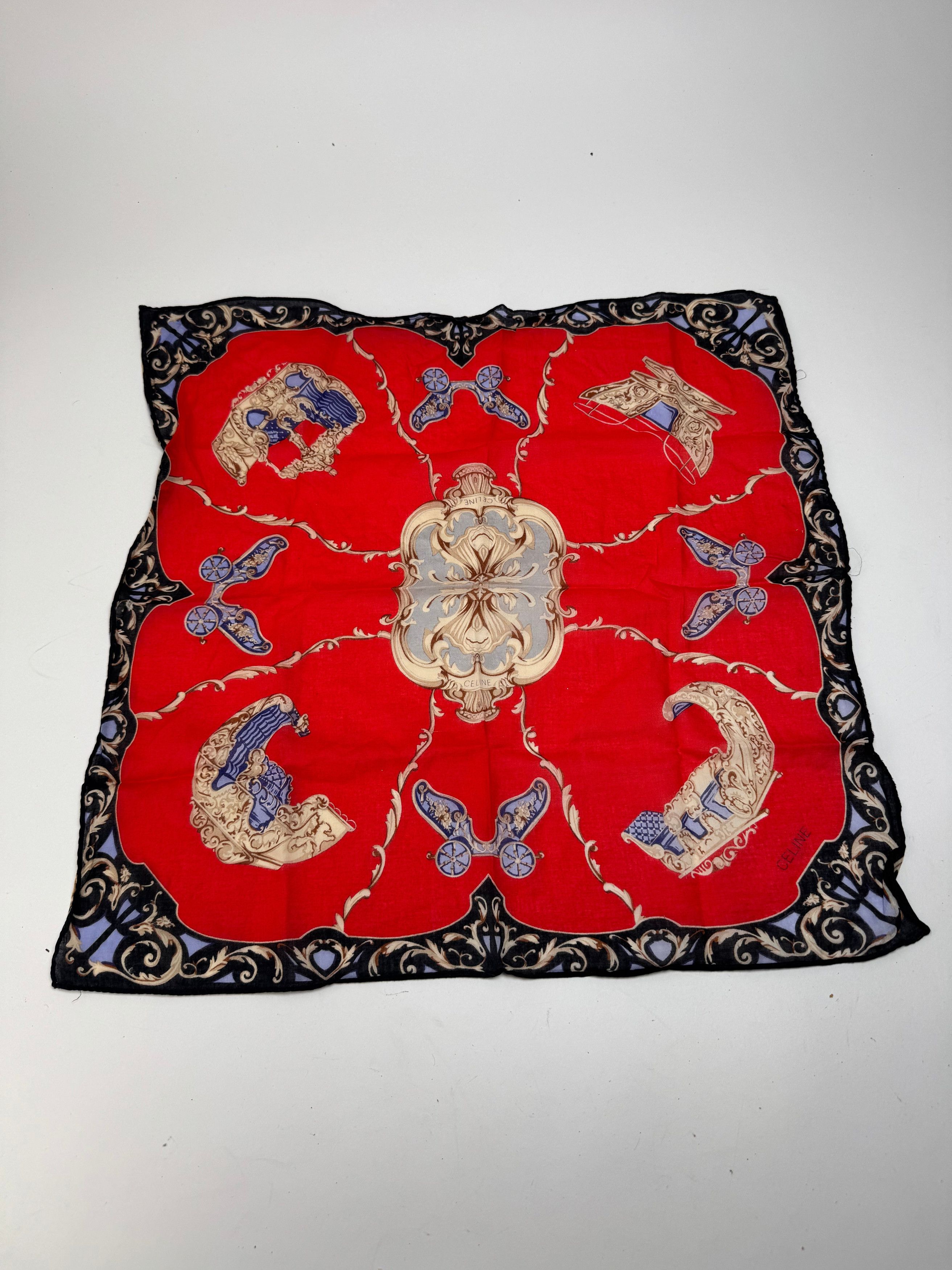 Celine Vintage Scarf red black Size ONE SIZE - 1 Thumbnail