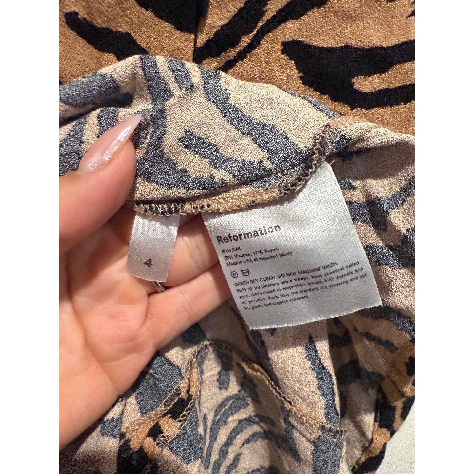 Reformation Reformation Tiger Print Mini Dress Tie-Strap Slip Style 4 Size S / US 4 / IT 40 - 4 Thumbnail