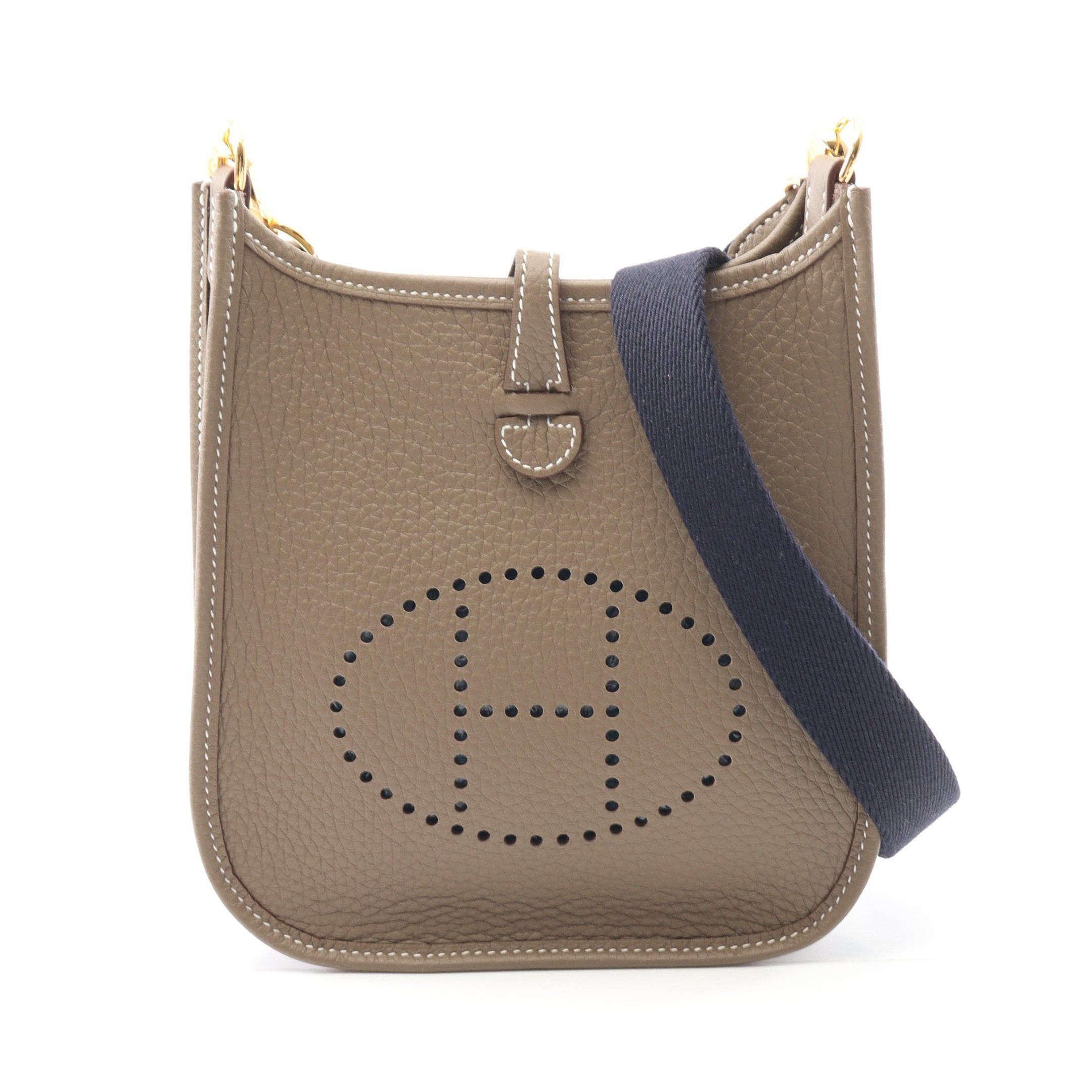 Hermes Evelyn Tpm Amazon Etoupe Shoulder Bag Clemence Leather Gray Brown Gold Hardware K Stamp, Women's