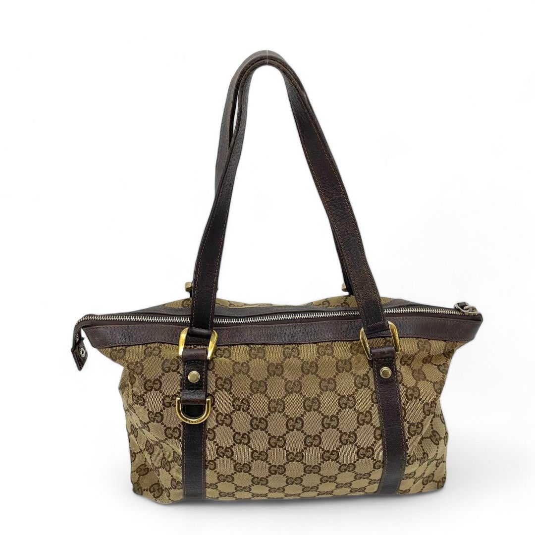 Gucci Gucci - Abbey Brown Beige GG Monogram Tote Bag Handbag Size ONE SIZE - 2 Thumbnail