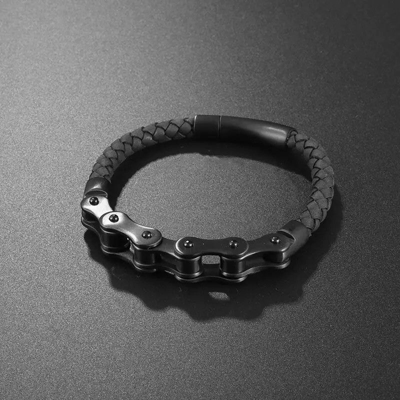 Vintage Punk Rock Men Vintage Black Bicycle Chain Bracelets Size ONE SIZE - 1 Thumbnail