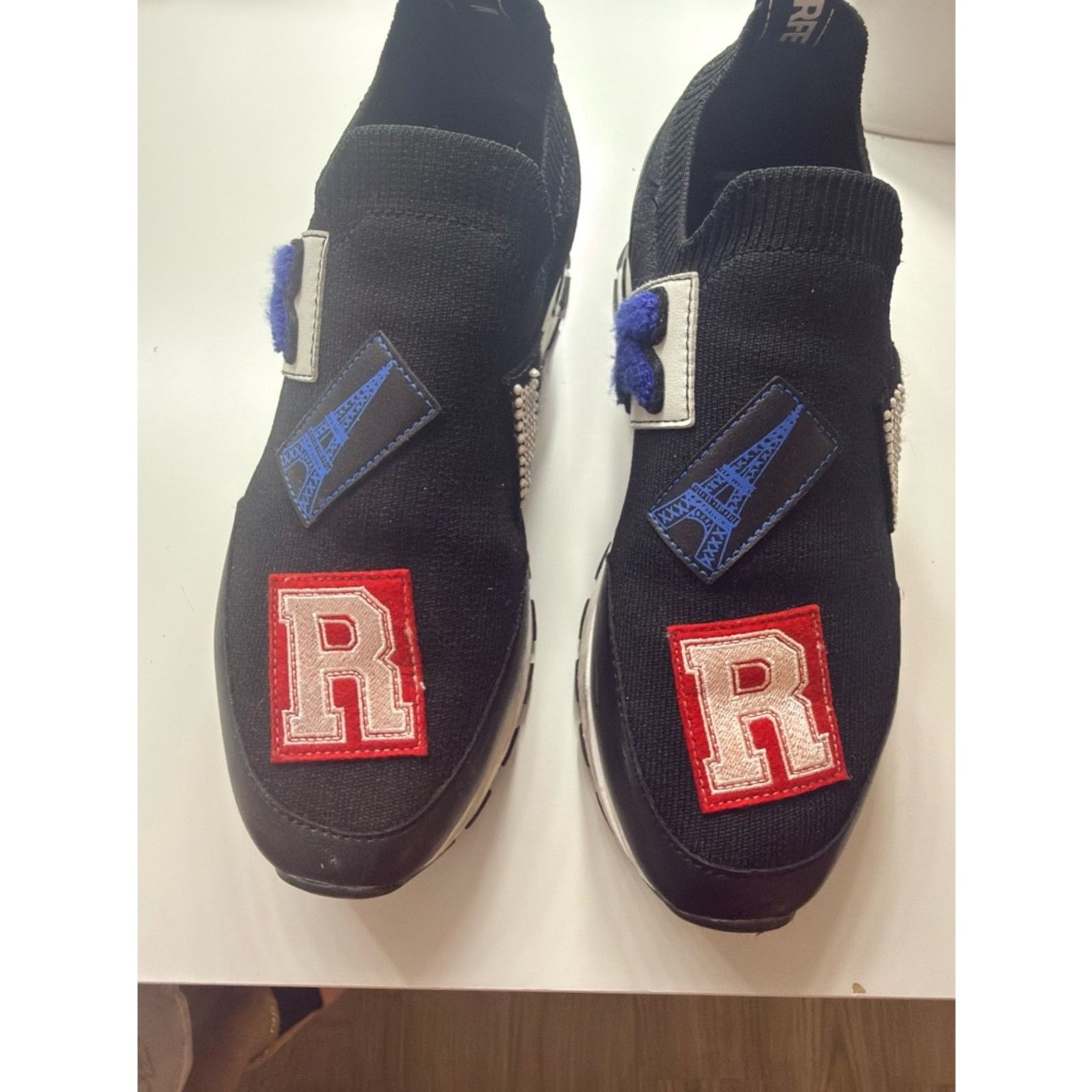 Karl Lagerfeld Karl Lagerfeld Black Slip-On Sneakers with Red, Blue Size US 8.5 / IT 38.5 - 2 Thumbnail