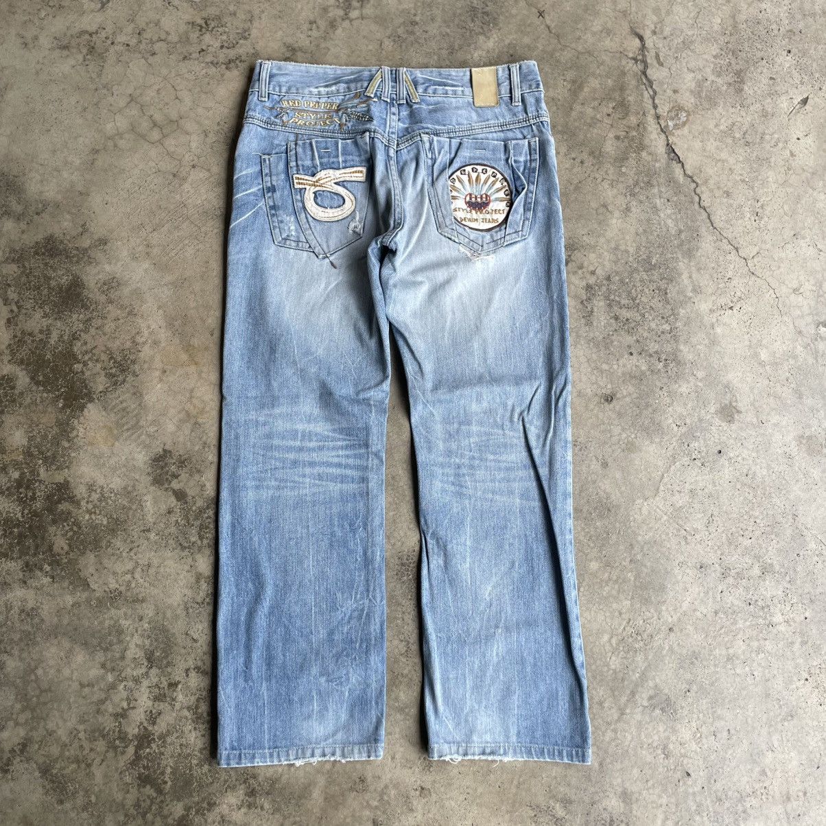 Japanese Brand 🔥🇯🇵Red Pepper Stoned Washed Ripped Distress Denim Jeans Size US 34 / EU 50 - 4 Thumbnail